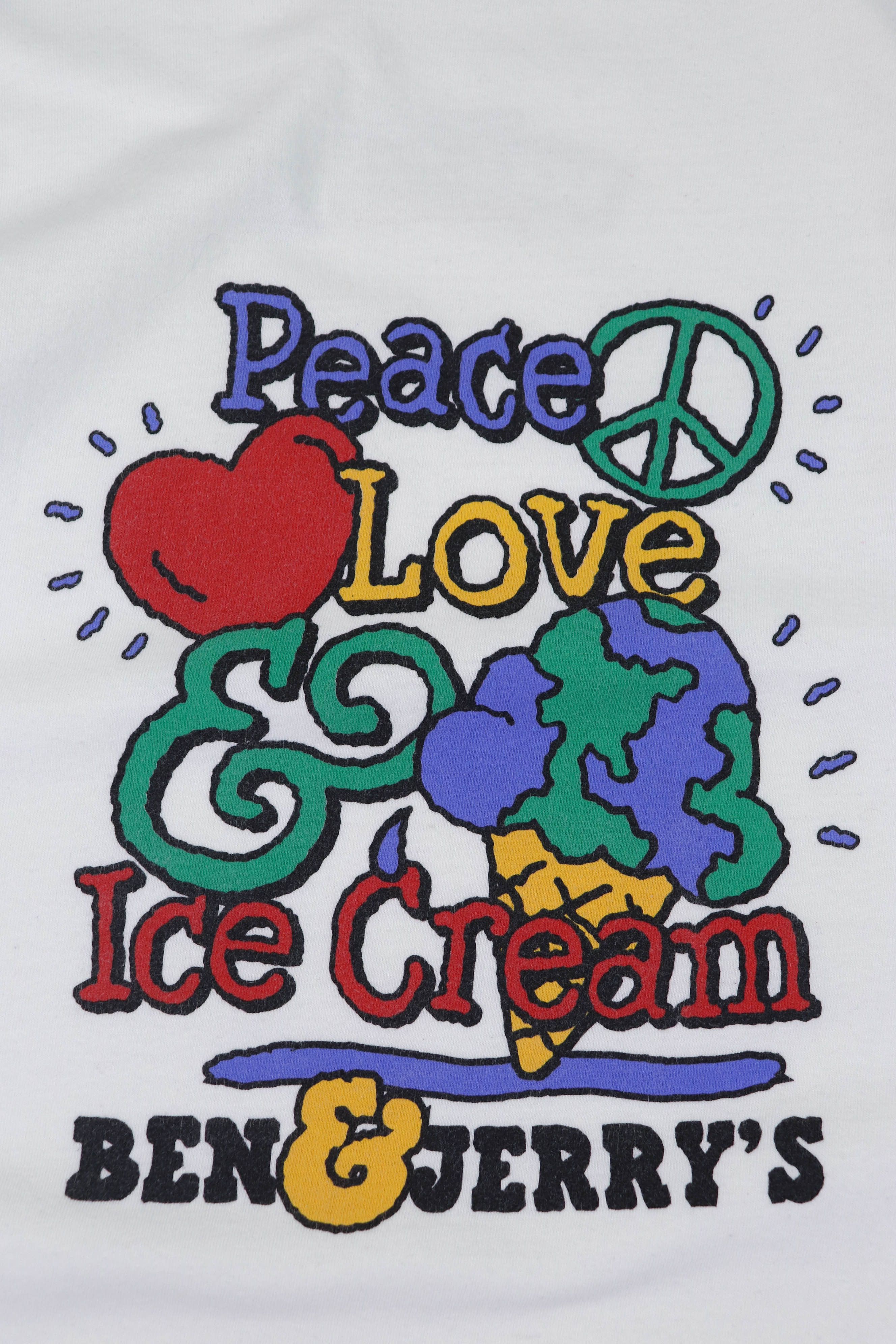 Vintage Vintage Ben & Jerry's USA Made Peace Love Ice Cream T-shirt Size US M / EU 48-50 / 2 - 4 Thumbnail