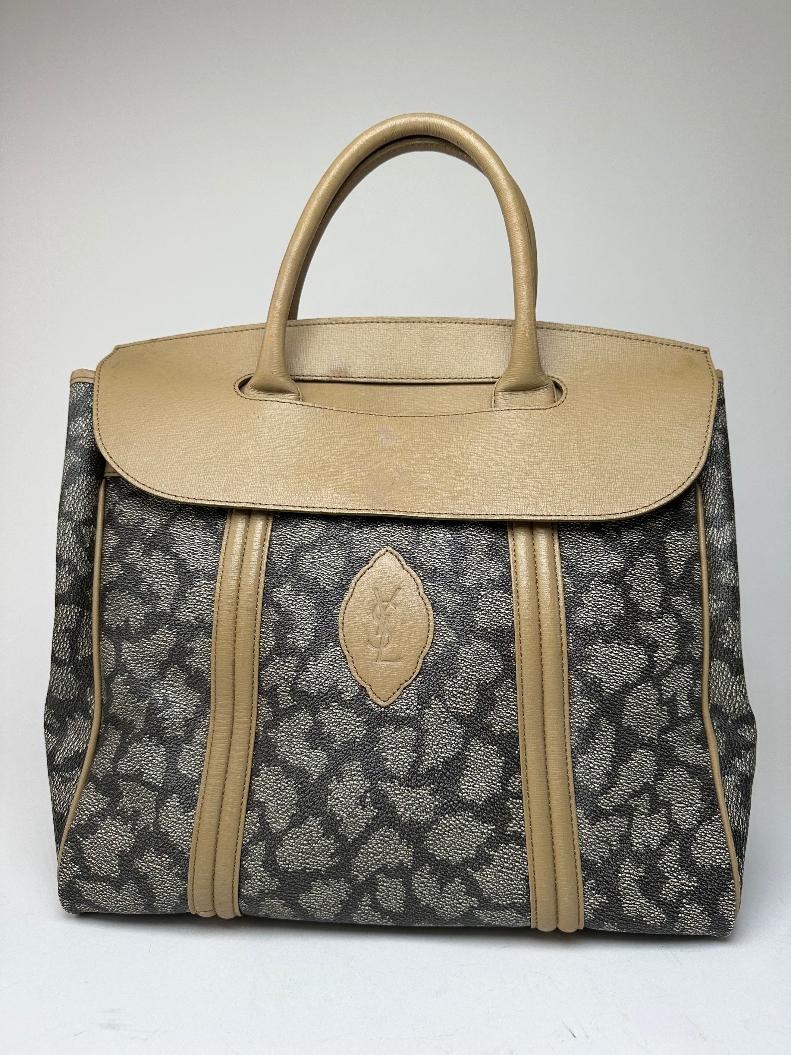 Other Vintage Yves Saint Laurent Stone Monogram Leather Handbag Bl Size ONE SIZE - 1 Thumbnail