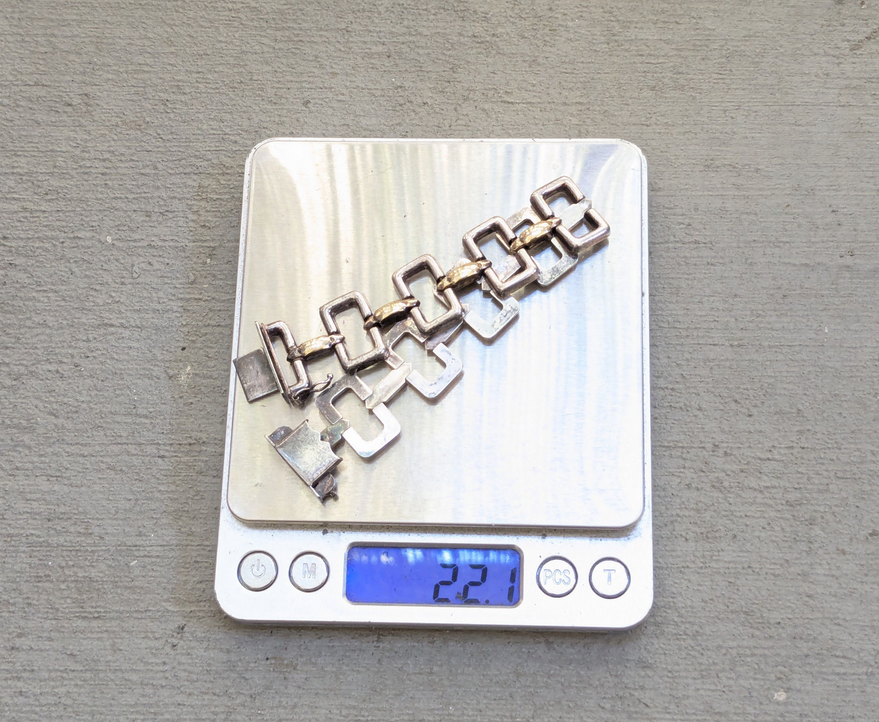 Vintage Vintage Sterling Silver Bracelet Rectangle Two Tone Italy Size ONE SIZE - 15 Thumbnail