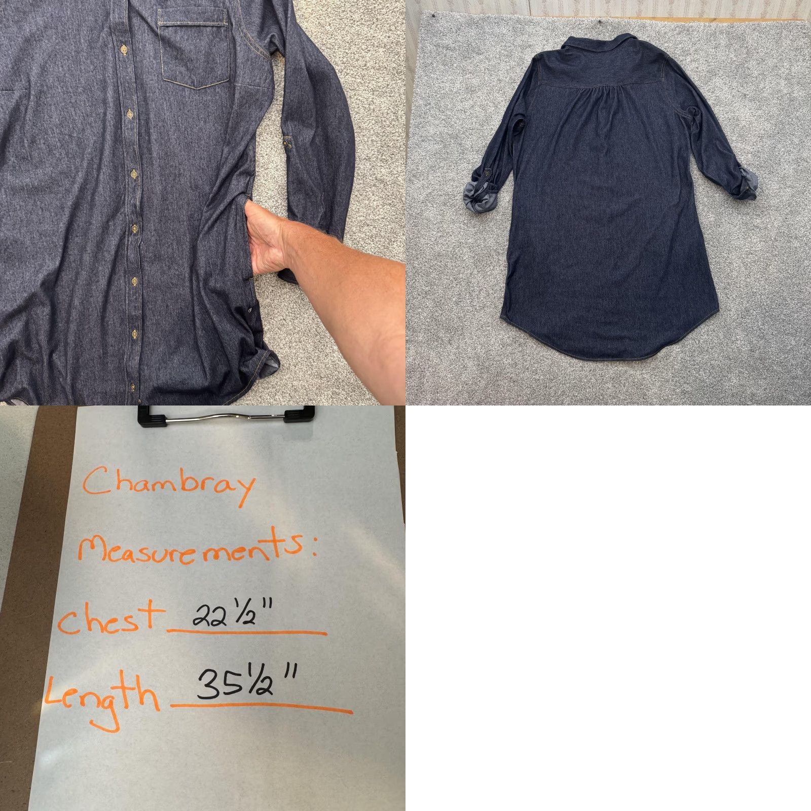 Vintage Bobbie Brooks Shirt Dress Womens XL Dark Blue Chambray Long Sleeve Pockets Tunic Shirt Dress Size XL / US 12-14 / IT 48-50 - 9 Thumbnail