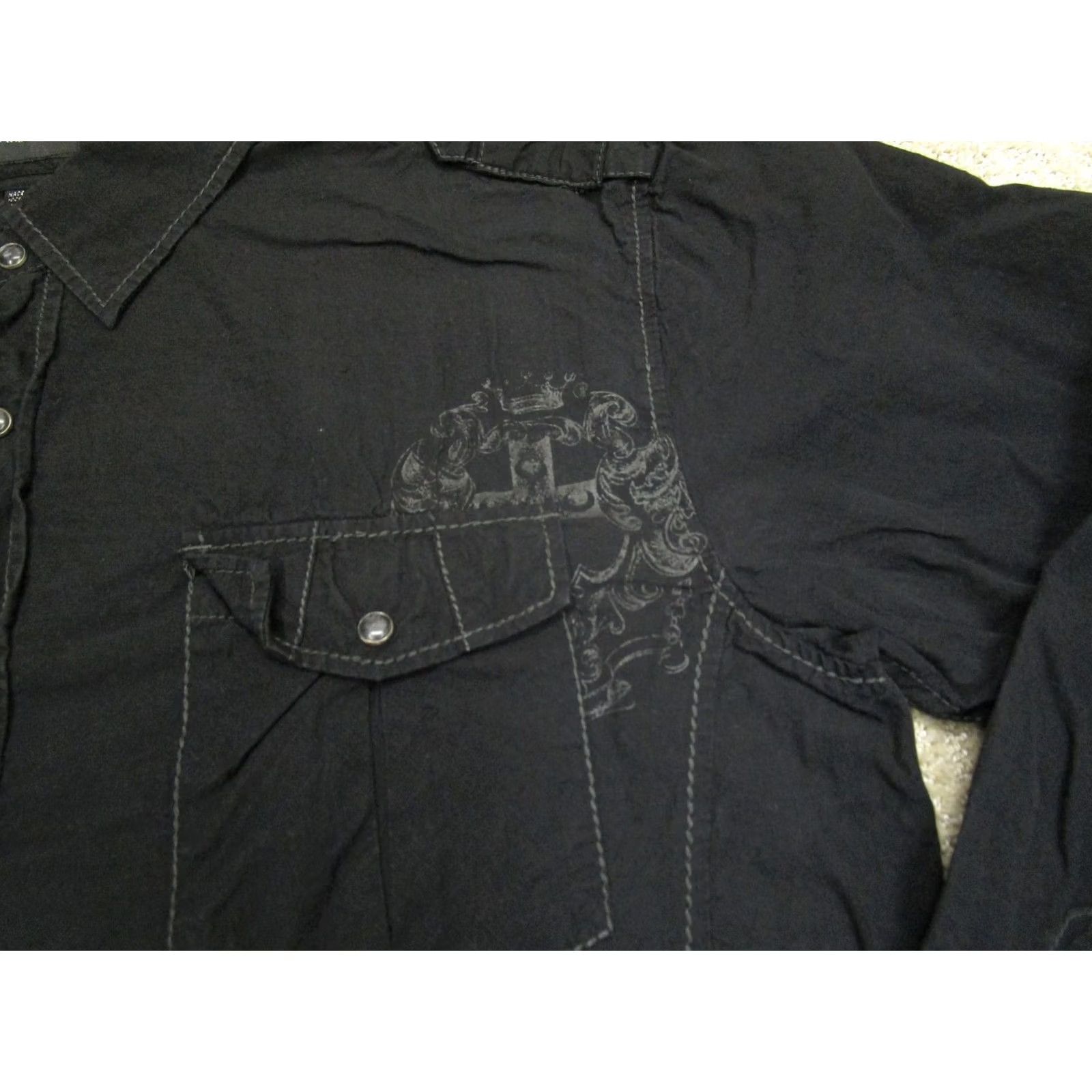 BKE BKE Shirt Men XL Black Button Up Western Snap Pockets Embroidered Cross Athletic Size US XL / EU 56 / 4 - 3 Thumbnail