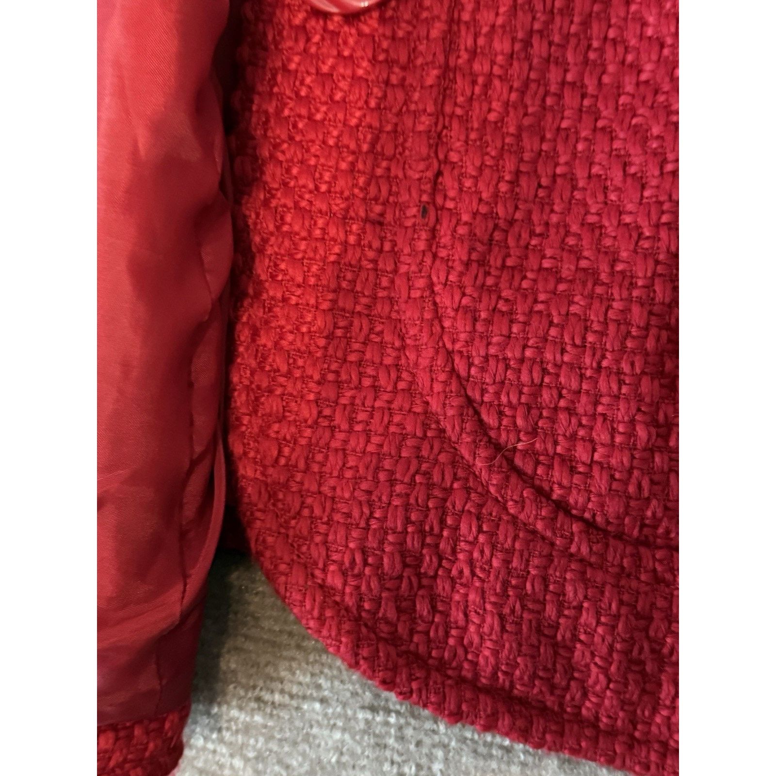 NBDN Nobrandedon Women Size24W Red Waffle Weave Ruffle Collared Jacket Lined Size 4XL / US 24-26 - 6 Thumbnail