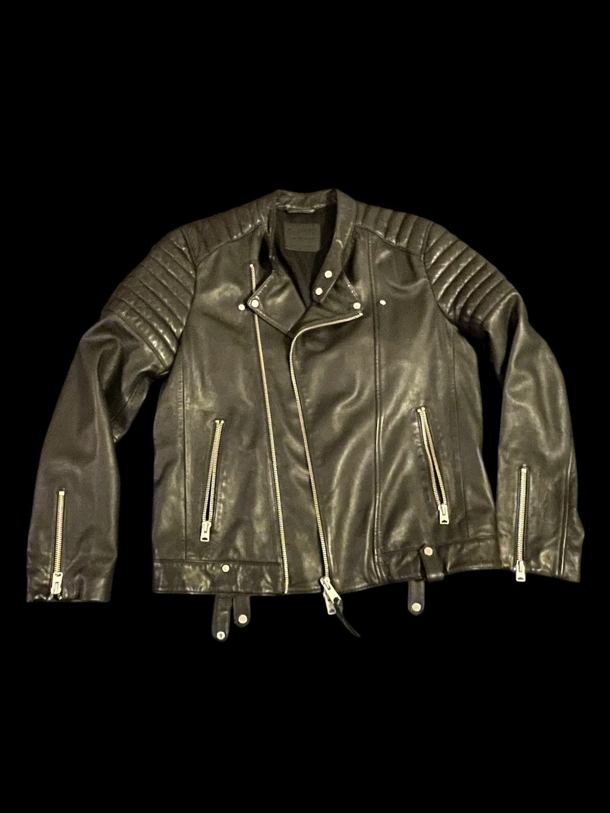 Allsaints Jasper Leather Biker Jacket Size US L / EU 52-54 / 3 - 1 Thumbnail