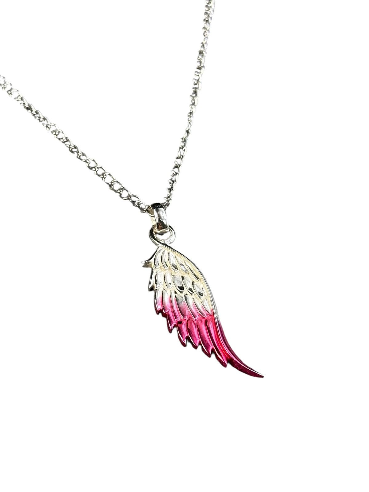 Vintage 2000s JAPNESE MADE SILVER GRADIENT WING PENDANT NECKLACE Size ONE SIZE - 3 Thumbnail