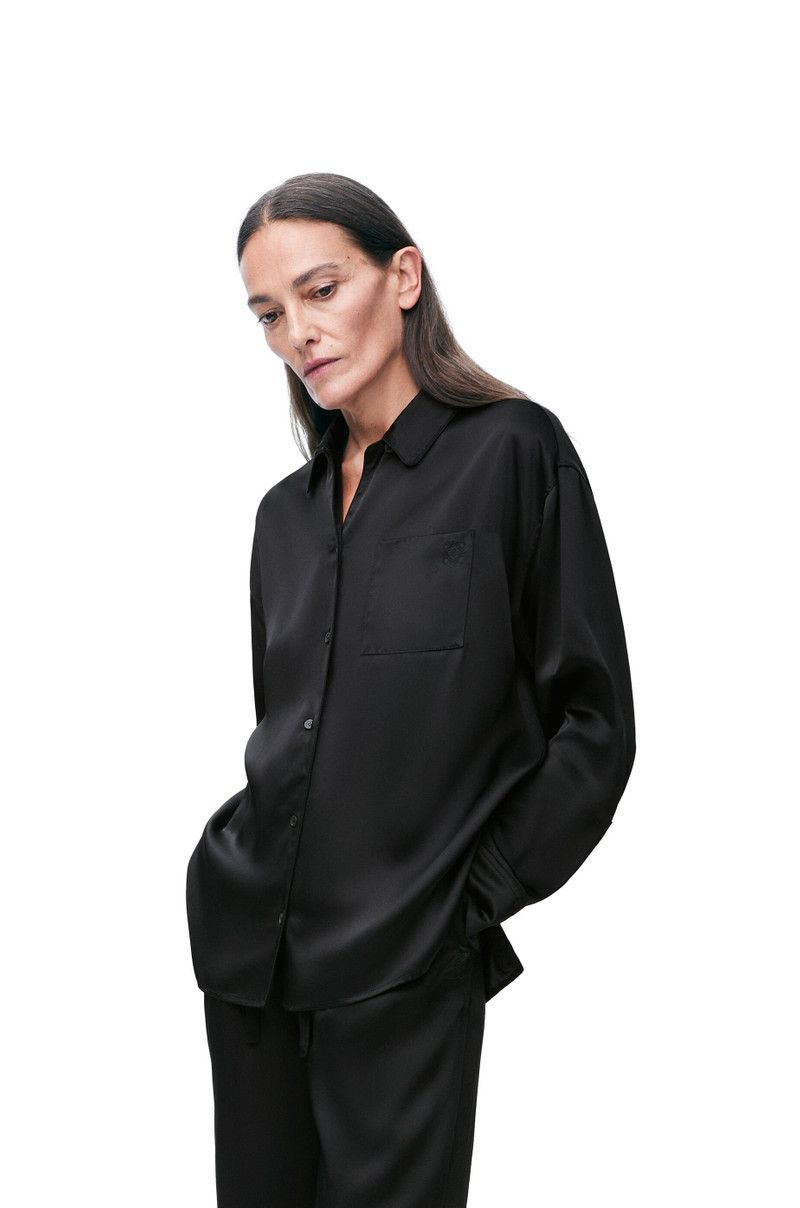 Loewe o1in1g0426 Pyjama Blouse in Viscose in Black Size M / US 6-8 / IT 42-44 - 2 Thumbnail