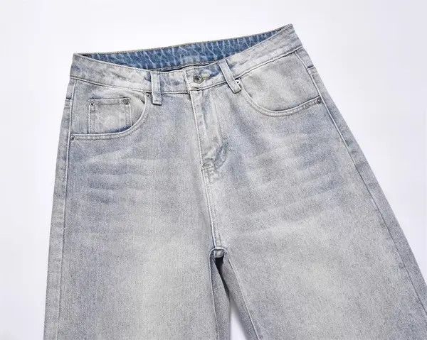 VIBE Men's street American wide-leg loose washed straight jeans Size US 32 / EU 48 - 3 Thumbnail