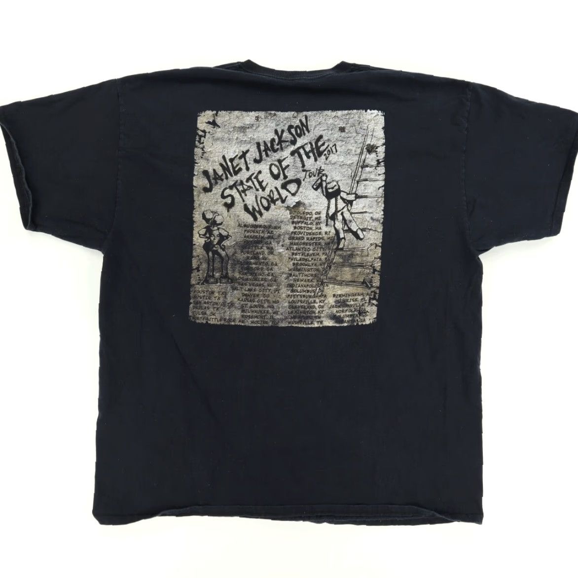 Fruit Of The Loom VINTAGE Janet Jackson State of World Tour 2017 Solid T-Shirt Black Men's 2XL Size US XXL / EU 58 / 5 - 4 Thumbnail