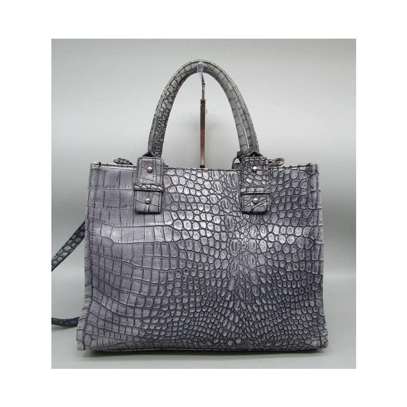 Designer Jessica Simpson Denim Croc Embossed PVC Satchel Handbag Size ONE SIZE - 2 Thumbnail