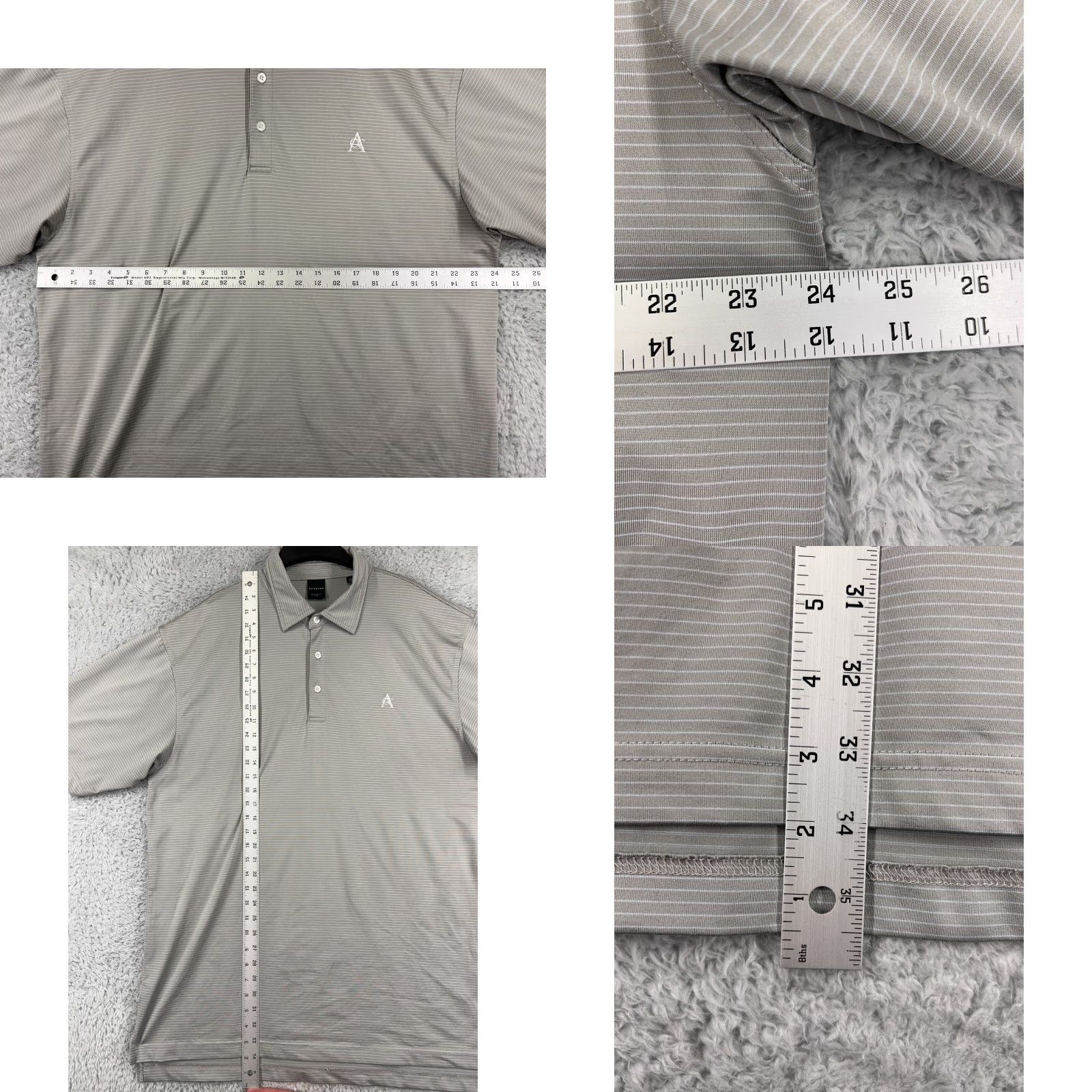 Vintage Dunning Polo Shirt Mens 2XL Gray Striped Polyester Blend Polo Shirt 2XL Blue Golf Golfers Sport American Polo Mens Size US XXL / EU 58 / 5 - 9 Thumbnail