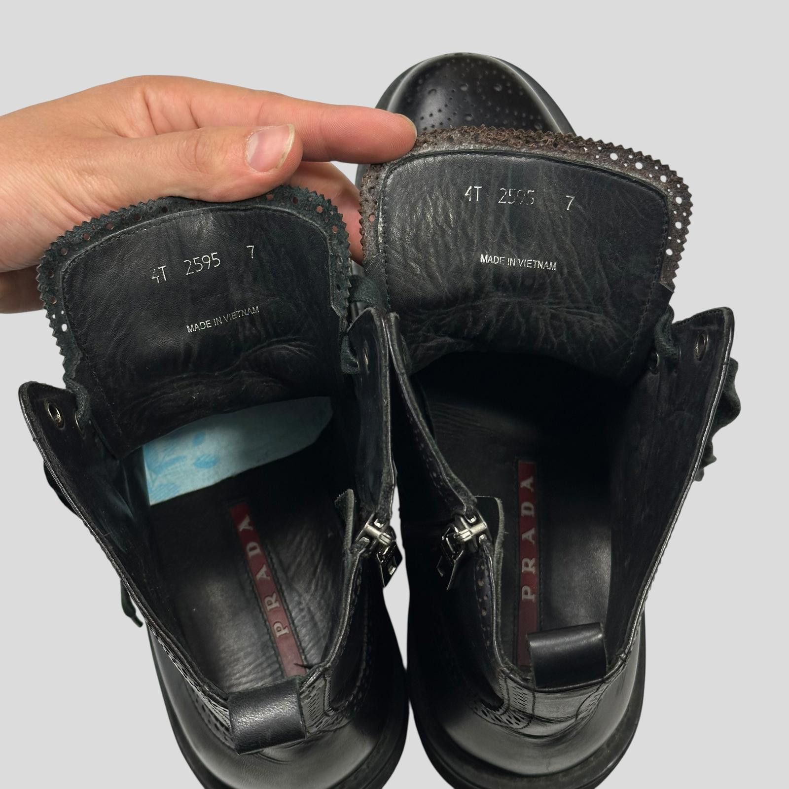Prada Prada Brogue Detailed Leather Combat Boots - UK7.5/8 Size US 8.5 / EU 41-42 - 7 Thumbnail