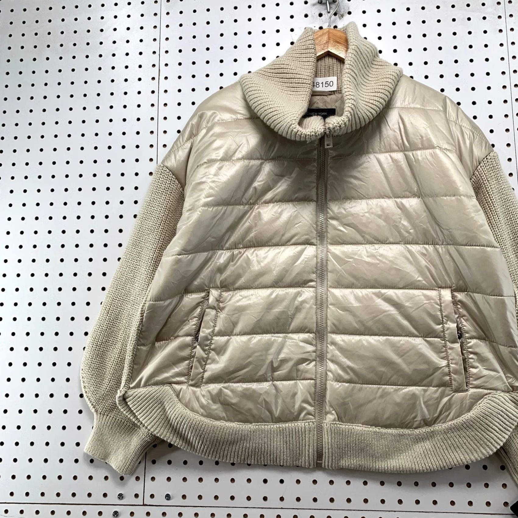 Vintage Marc New York Puffer Jacket Womens XL Beige Knit Collar Sleeves NWT Size XL / US 12-14 / IT 48-50 - 5 Thumbnail