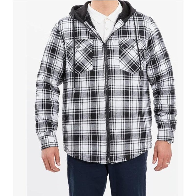 The Unbranded Brand SIZE MEDIUM Men's Sherpa Lined FullZip HoodPlaid ShirtJacket Size US XL / EU 56 / 4 - 3 Thumbnail