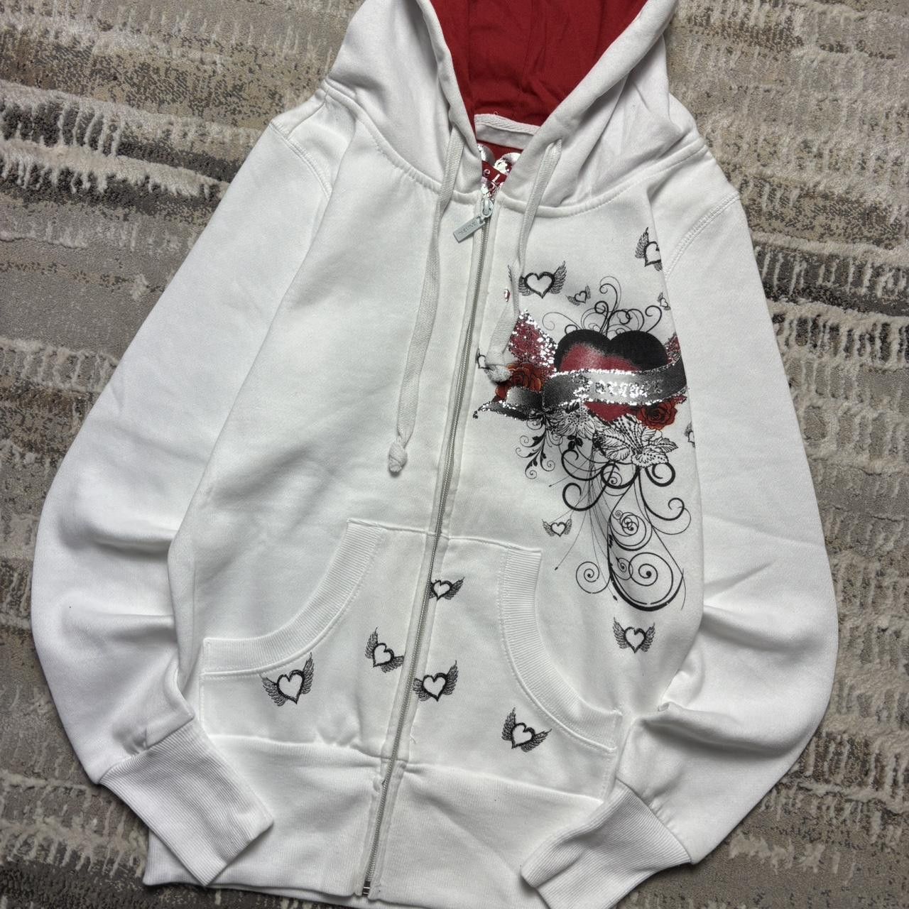 Japanese Brand 00s Heart Graphic Hoodie White S Size S / US 4 / IT 40 - 2 Thumbnail