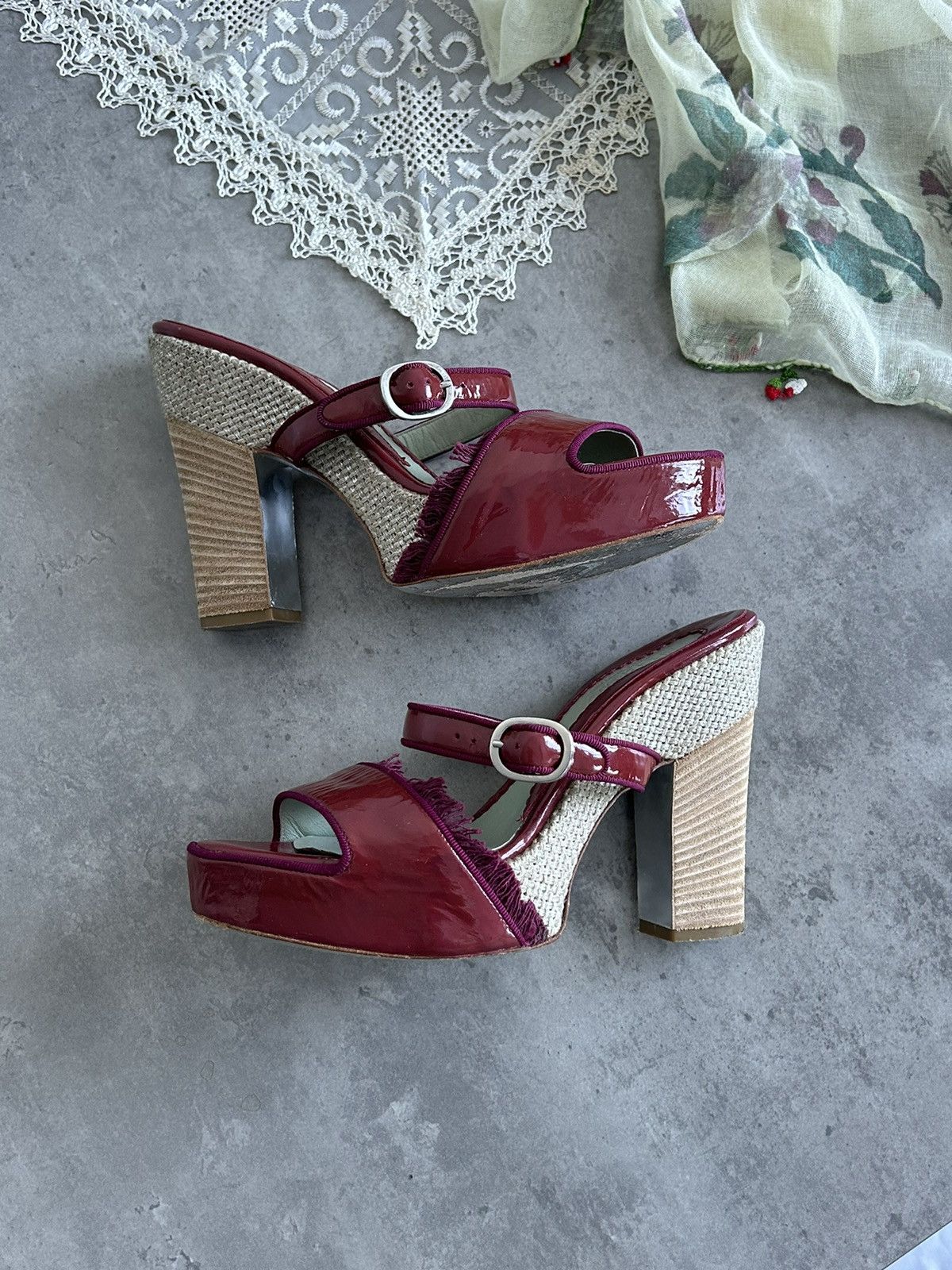 Max Mara × Sportmax SportMax Cherry Red Platform Max Mara Luxury Heels Designer Size US 7 / IT 37 - 10 Thumbnail