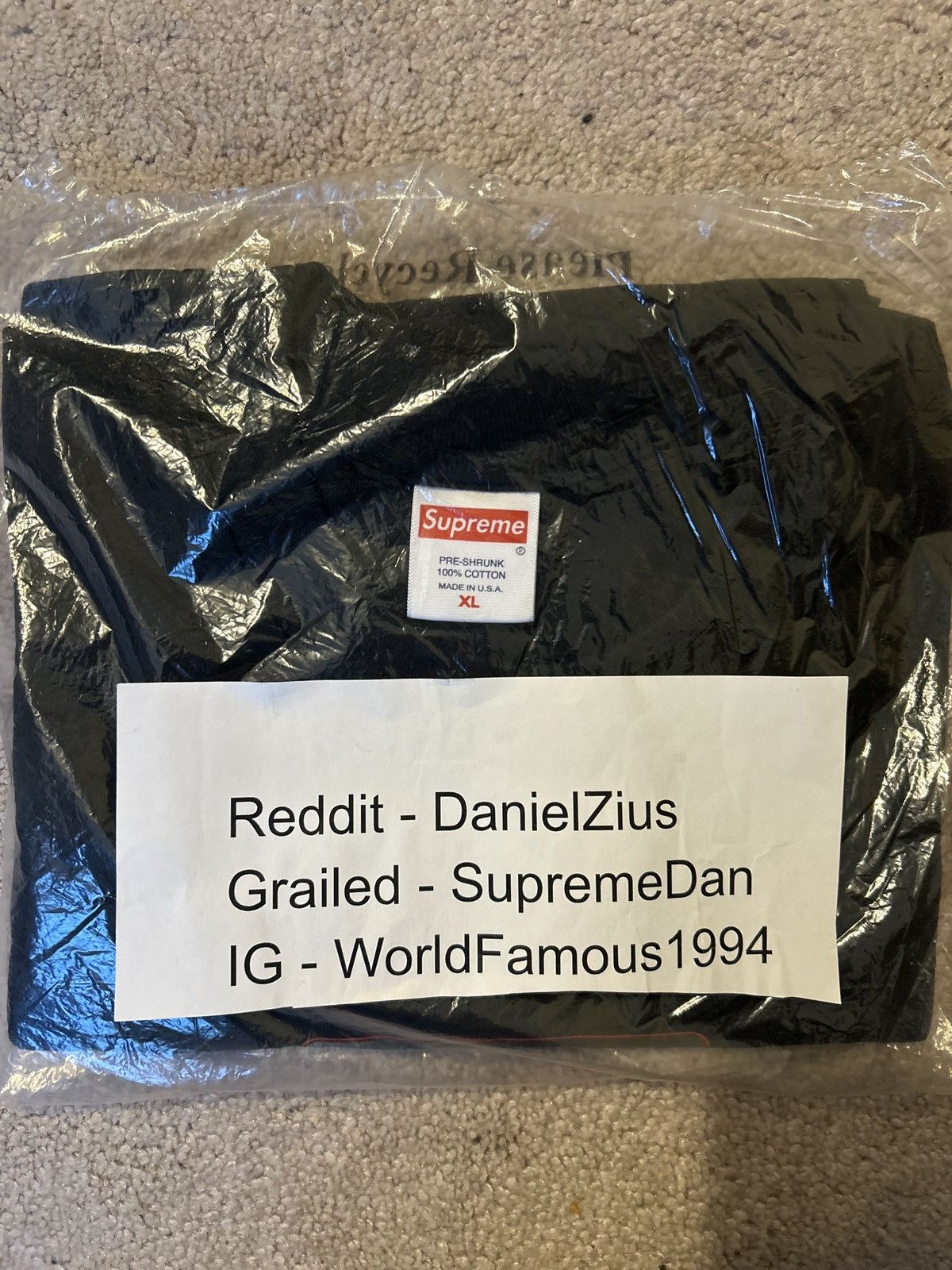 Supreme Supreme Shadow Tee 'Black' Size US XL / EU 56 / 4 - 2 Thumbnail