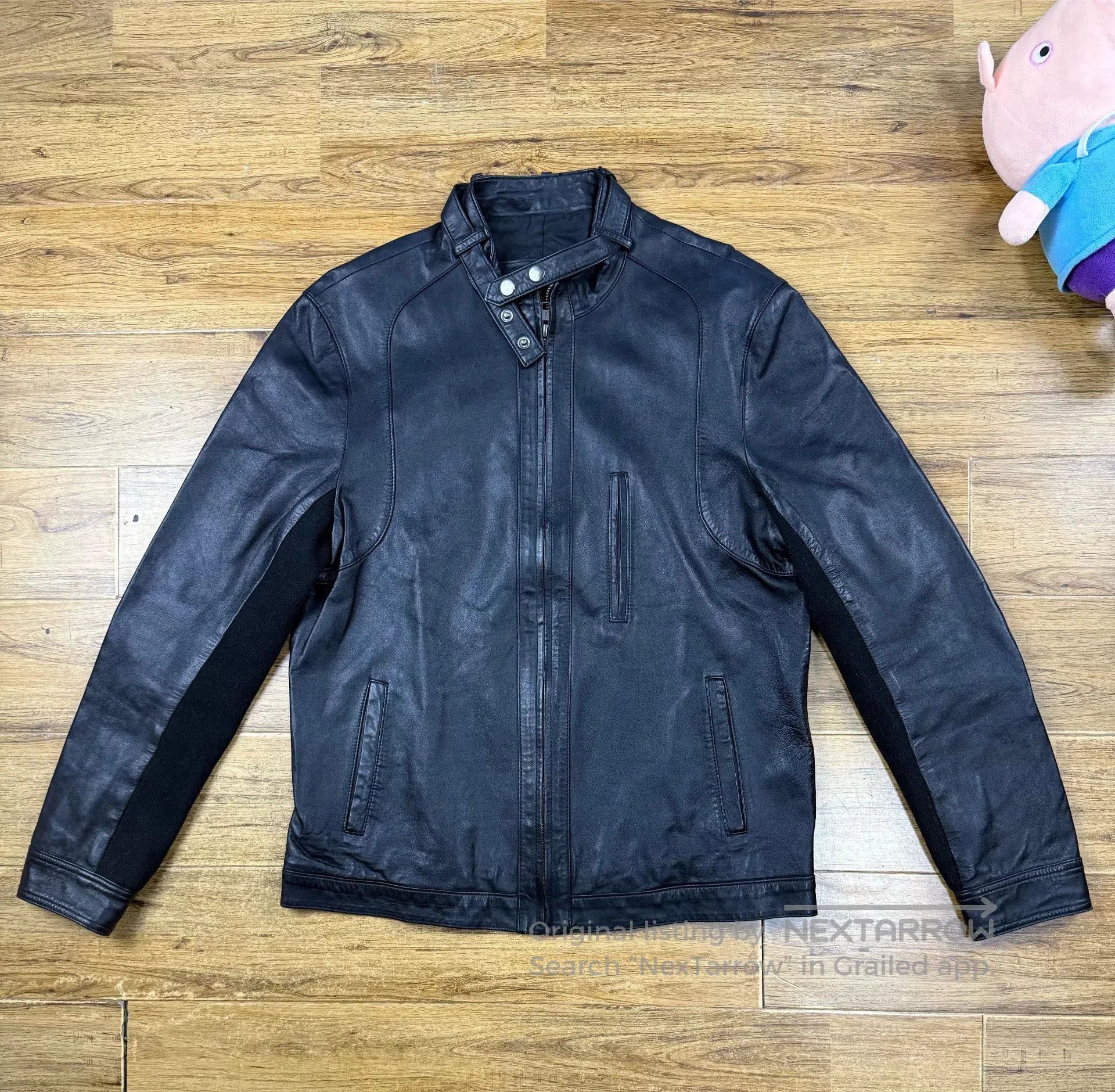 LLOYD Men's Black Leather Motorcycle Jacket. Size US M / EU 48-50 / 2 - 1 Thumbnail