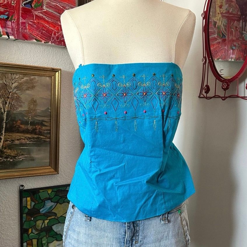 Other harolds blue embroidered tube top Size M / US 6-8 / IT 42-44 - 1 Thumbnail