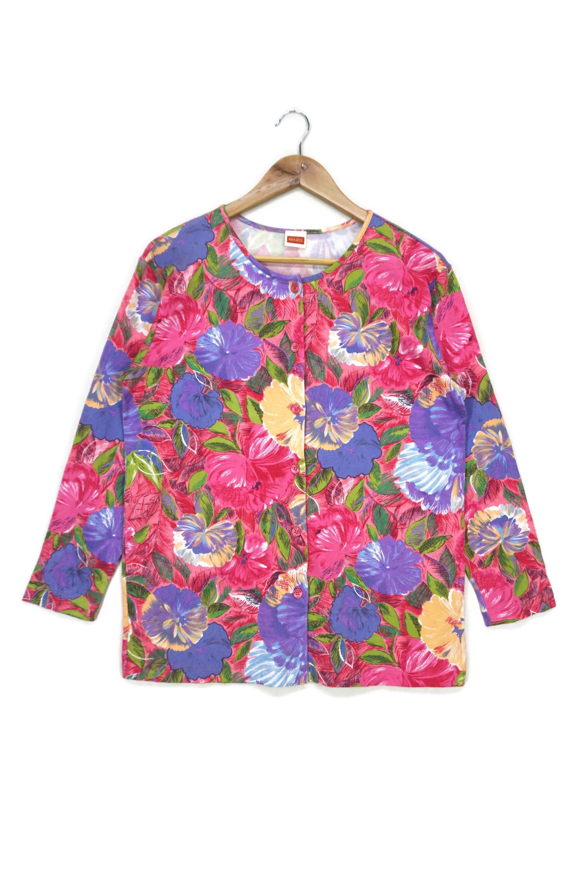 Kenzo Vintage Cardigan Made in Japan Full Print Floral Sweater Size M / US 6-8 / IT 42-44 - 1 Thumbnail