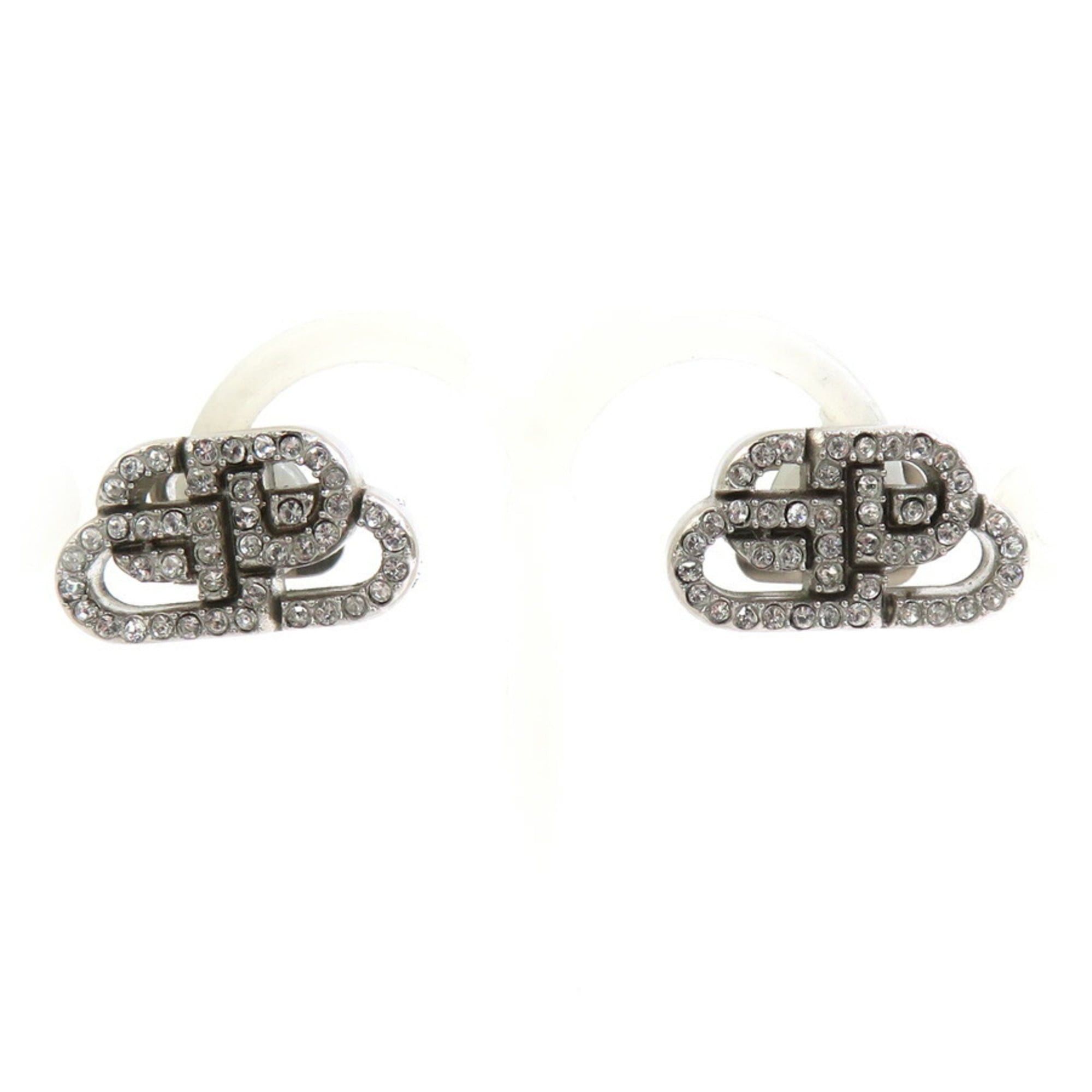 Balenciaga BB XS Stud Earrings in Silver with Metal and Rhinestones Women's r10989k