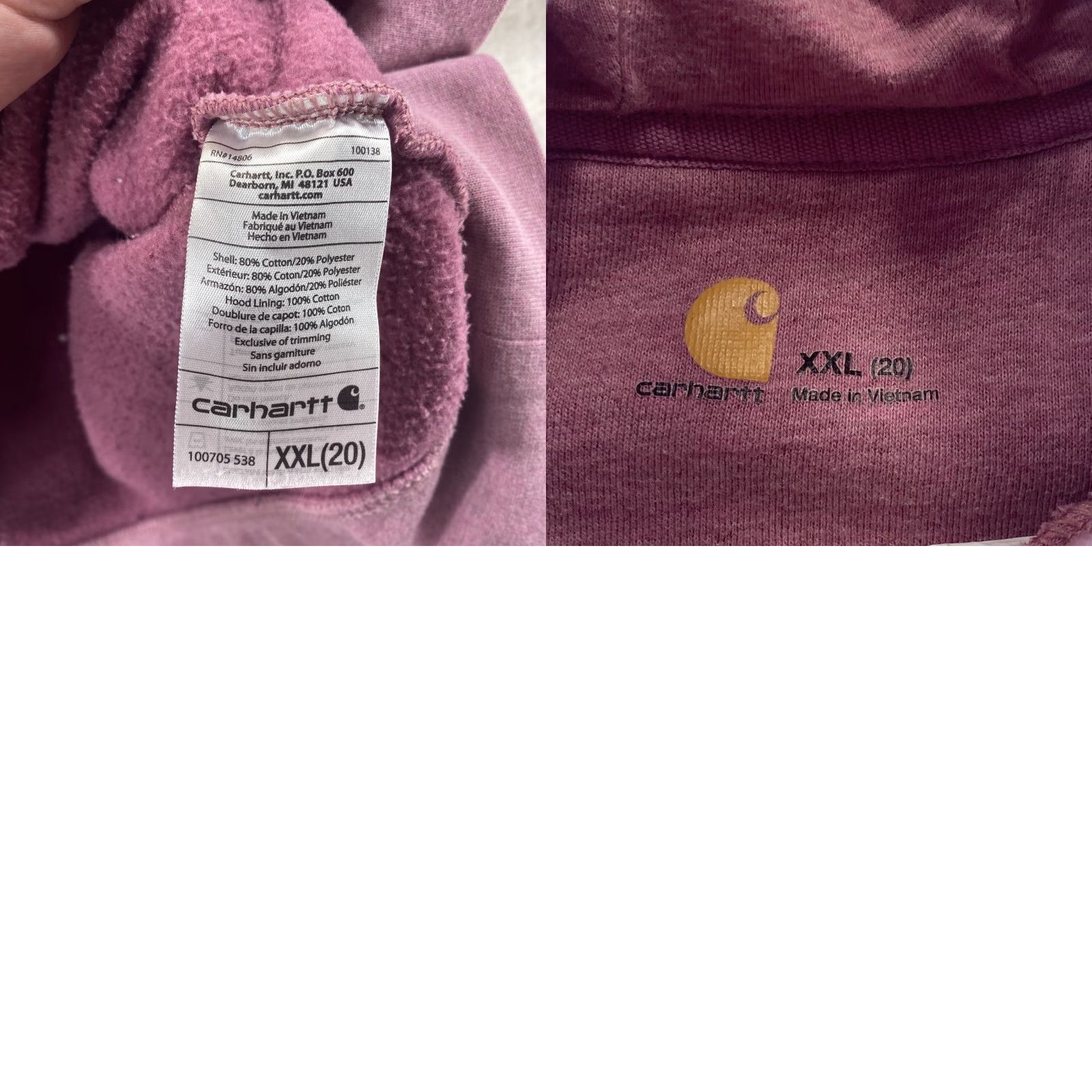Carhartt Carhartt Pink Womens 2XL Hoodie Hooded Sweatshirt 1/4 Zip Pullover Pockets Nike Size XXL / US 16-18 / IT 52-54 - 8 Thumbnail