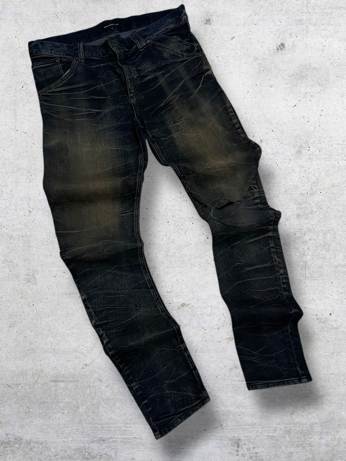 semanticdesign VINTAG SEMANTIC DESIGN OG JAPAN DESIGNER MUDWASH PUNK DENIM Size US 34 / EU 50 - 2 Thumbnail