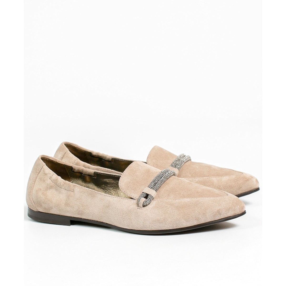 Brunello Cucinelli Brunello Cucinelli Woman's Suede Beaded Loafers Grey 36 Size US 6 / IT 36 - 4 Thumbnail