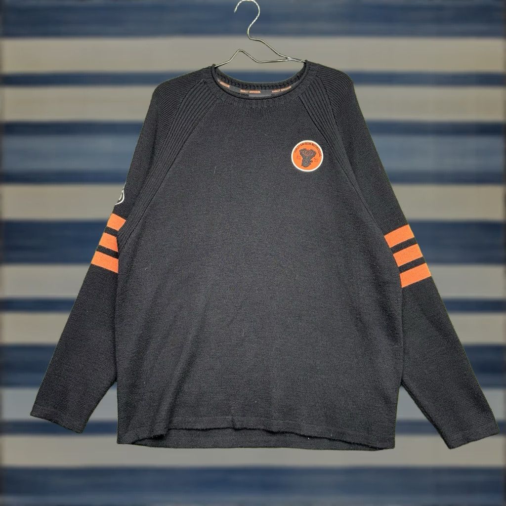Harley Davidson Harley-Davidson Men Black Long Sleeve Crew Neck American Pullover Sweater XL Knit Cotton Logo Casual Winter Fall Vintage No Size US XL / EU 56 / 4 - 1 Thumbnail