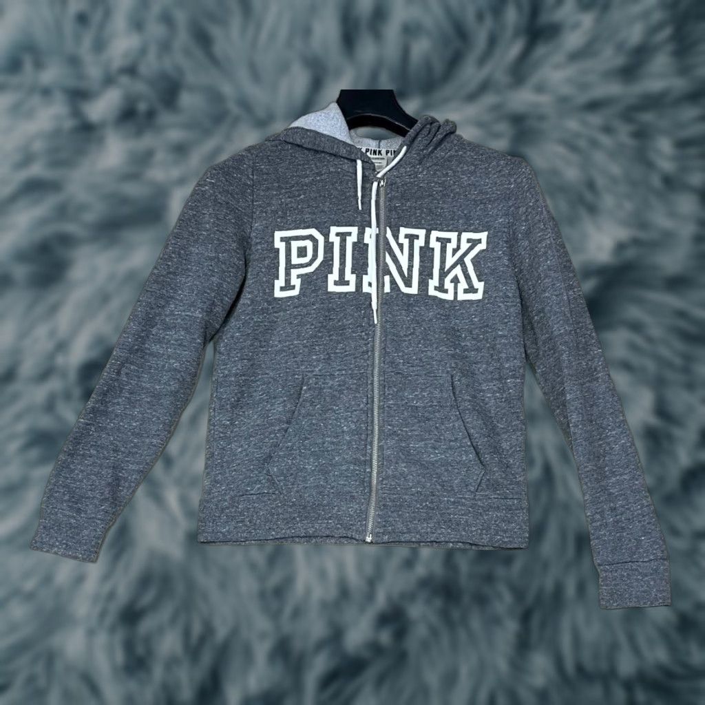 Victoria's Secret Victoria's Secret PINK Hoodie Full Zip Gray Women S Small Peace Love Activewear Charcoal Zip Size S / US 4 / IT 40 - 1 Thumbnail