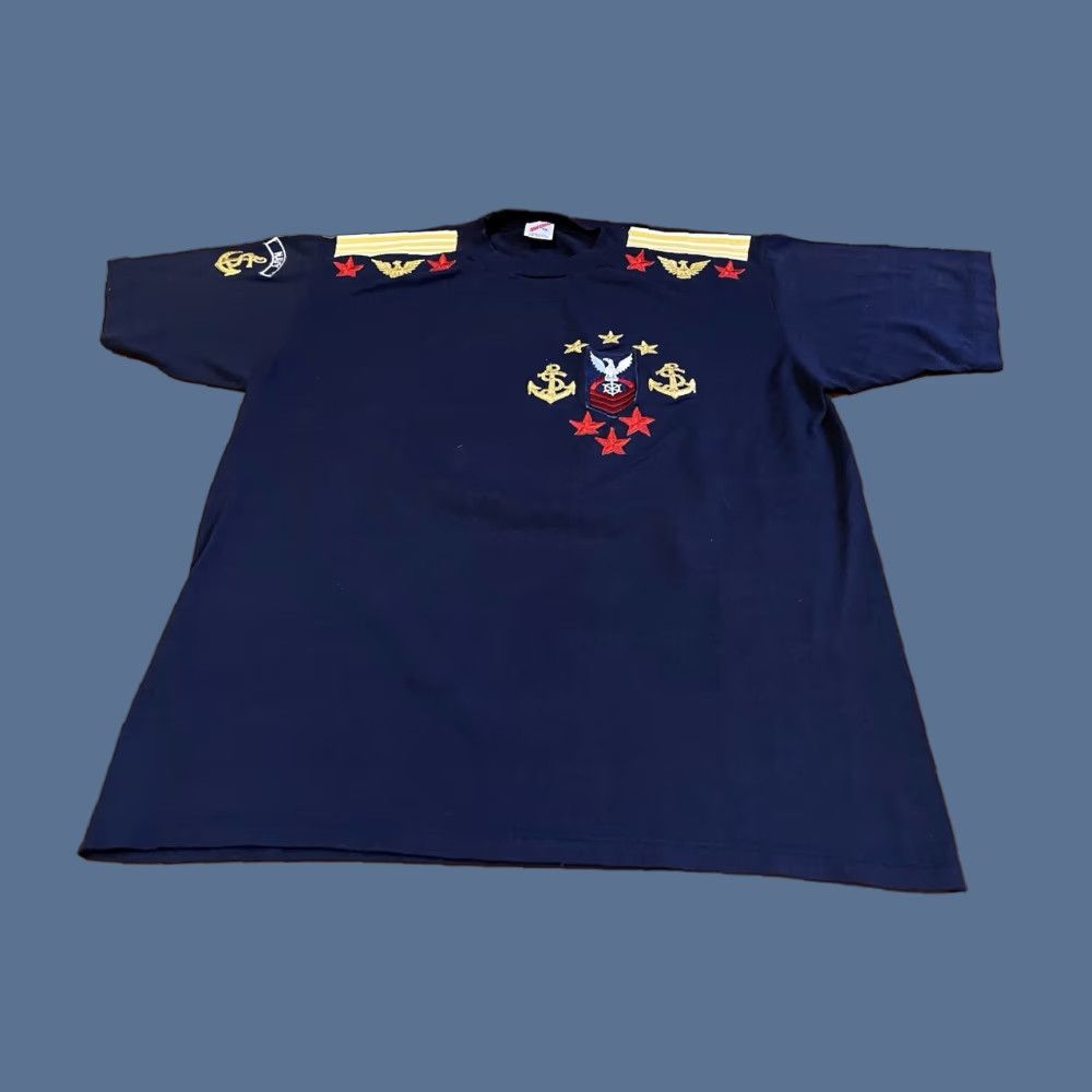 Jerzees VINTAGE Jerzees T-Shirt Navy Appliqué Blue Classic Short Sleeve XL Women’s Crew Neck Shirt Size XL / US 12-14 / IT 48-50 - 1 Thumbnail