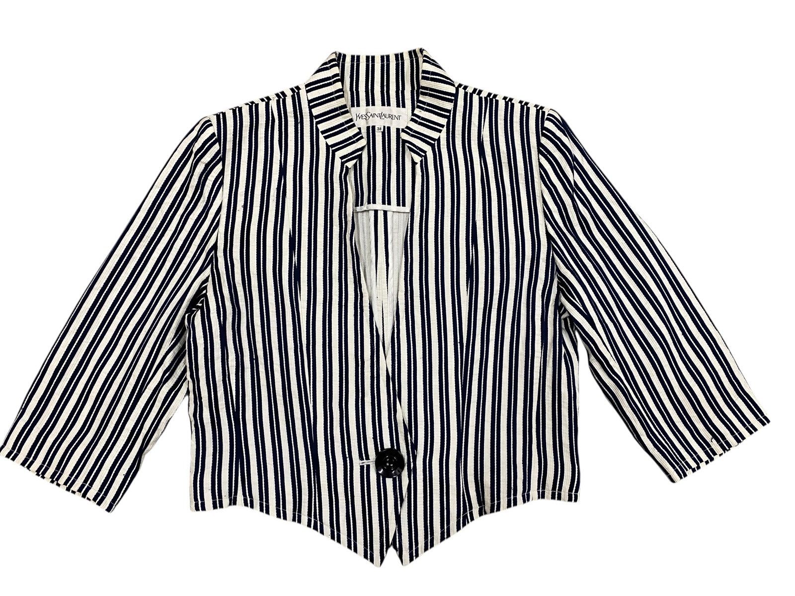 Yves Saint Laurent Vintage Yves Saint Laurent YSL Cropped Striped Blazer Size M / US 6-8 / IT 42-44 - 1 Thumbnail
