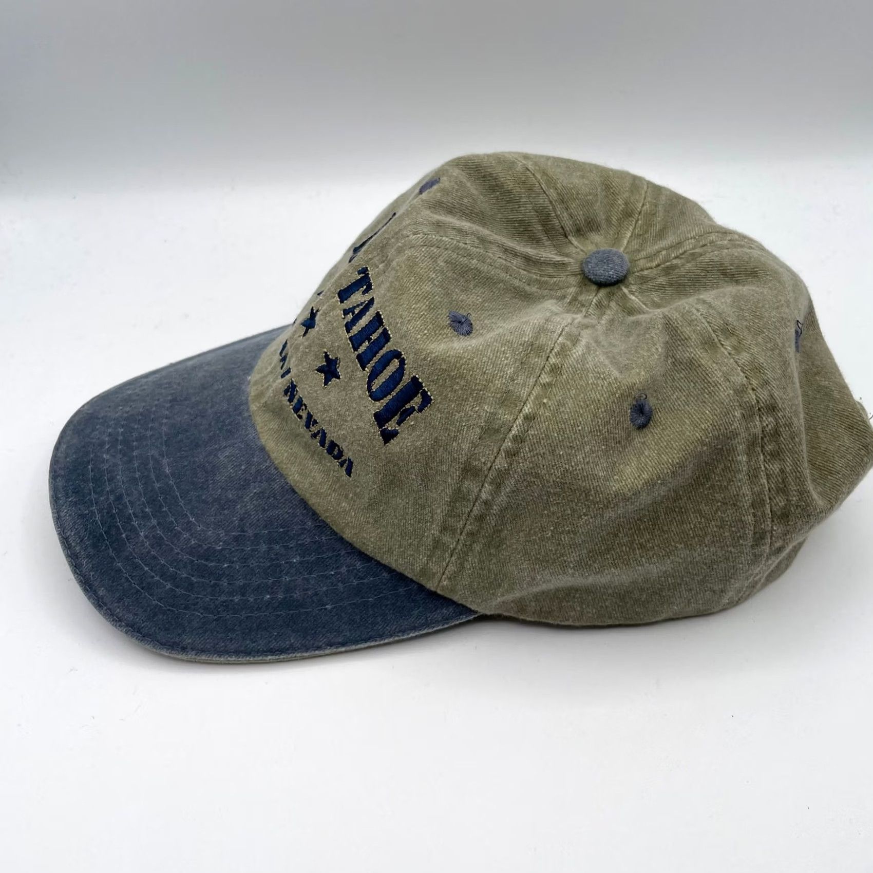 Vintage Lake Tahoe Baseball Cap Gray Blue Mens Casual Outdoor Ski Hiking Cotton Canvas Size ONE SIZE - 4 Thumbnail