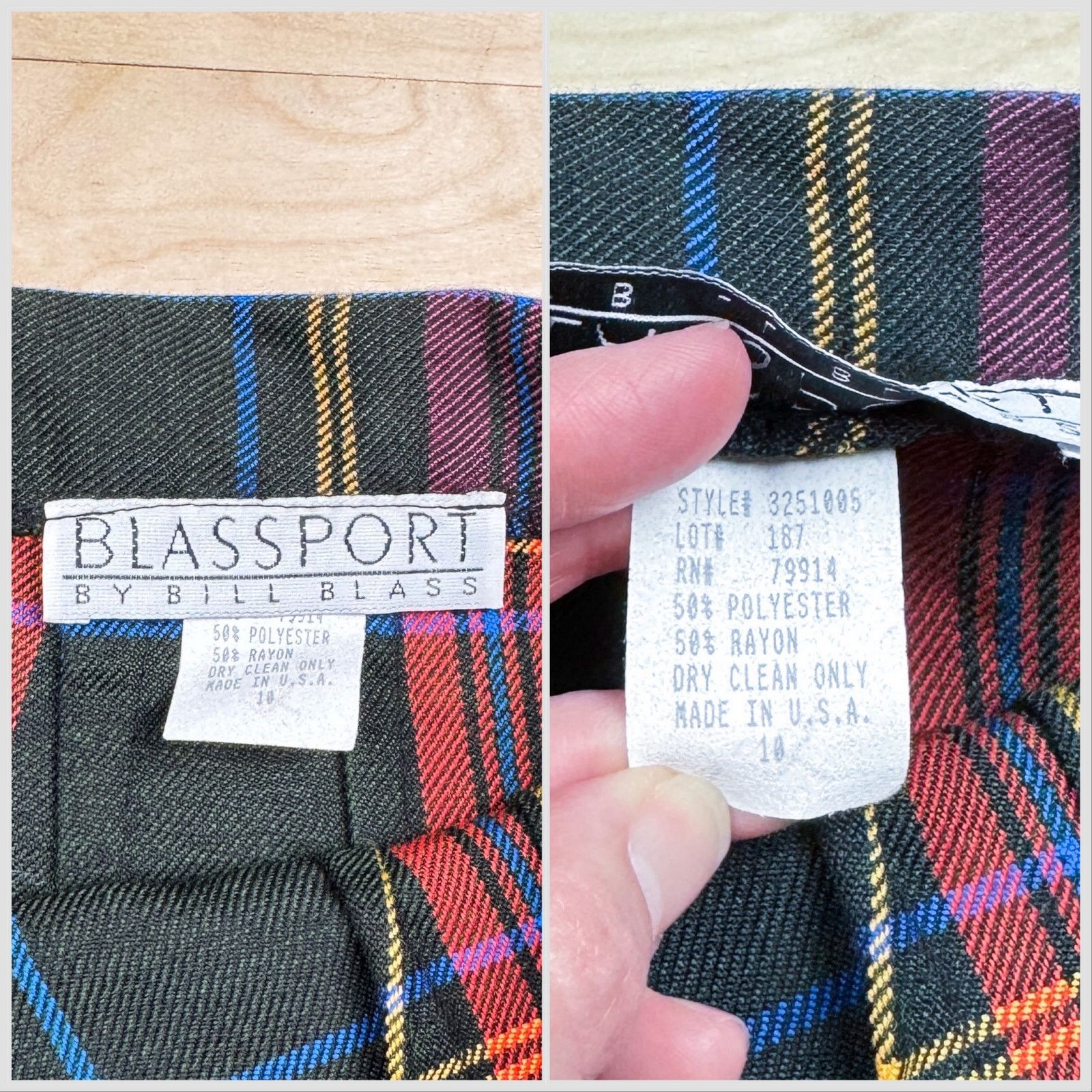 Bill Blass × Vintage Vintage 1980s Green Tartan Plaid Pencil Skirt Size 28" / US 6 / IT 42 - 4 Thumbnail