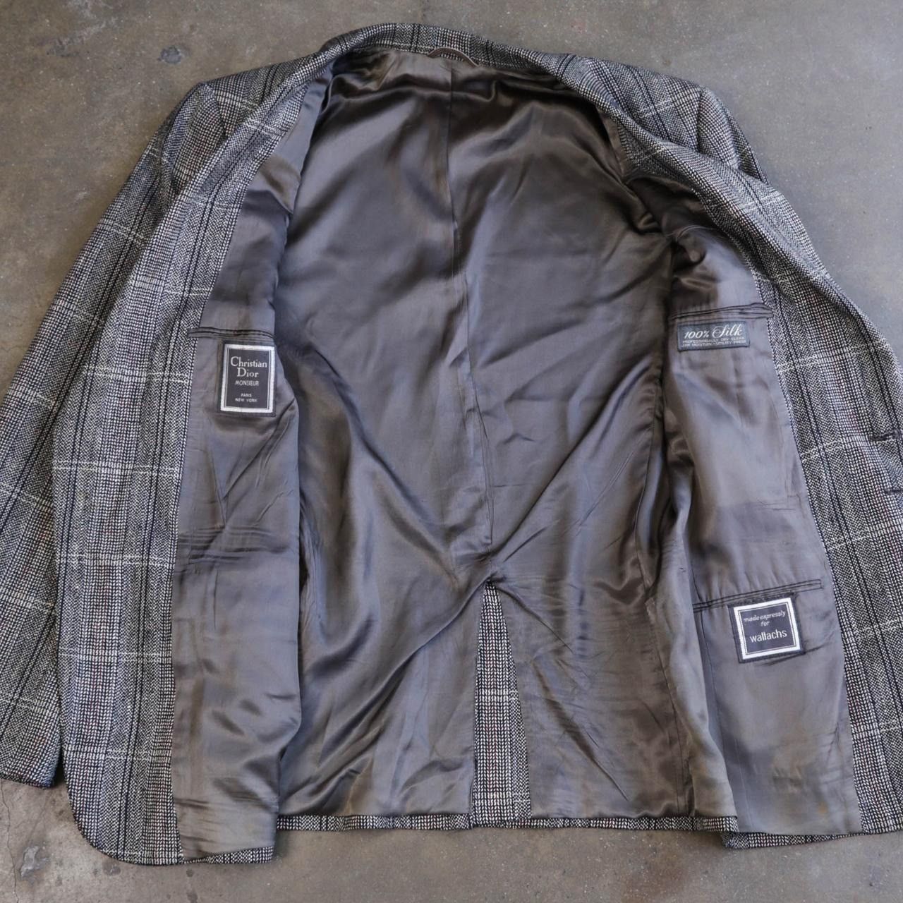 Christian Dior Monsieur Vintage 80s Christian Dior Sport Coat Gray Windowpane Check Size 40R - 4 Thumbnail