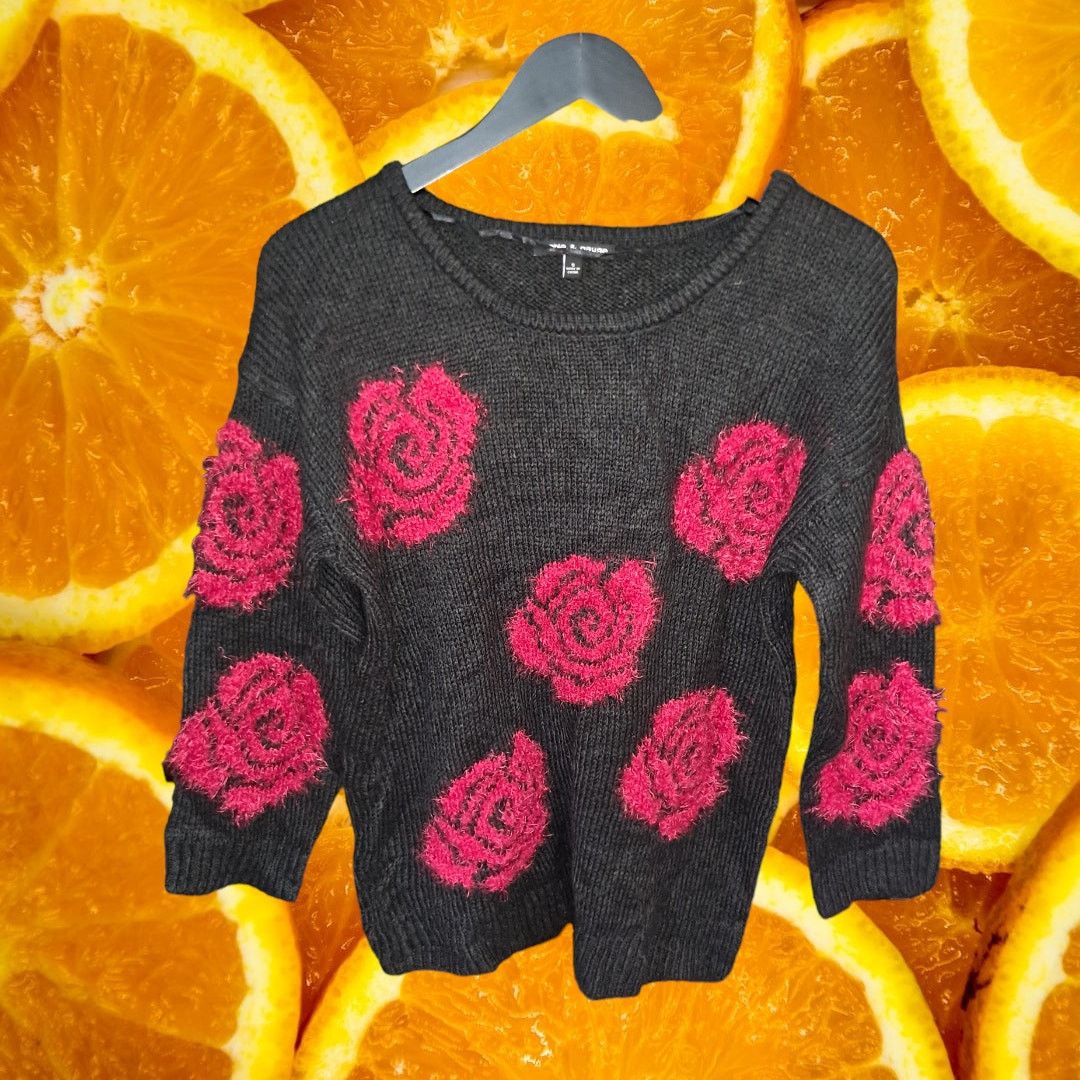 Other Cable & Gauge Black with Rose Sweater Size Small Size S / US 4 / IT 40 - 2 Thumbnail