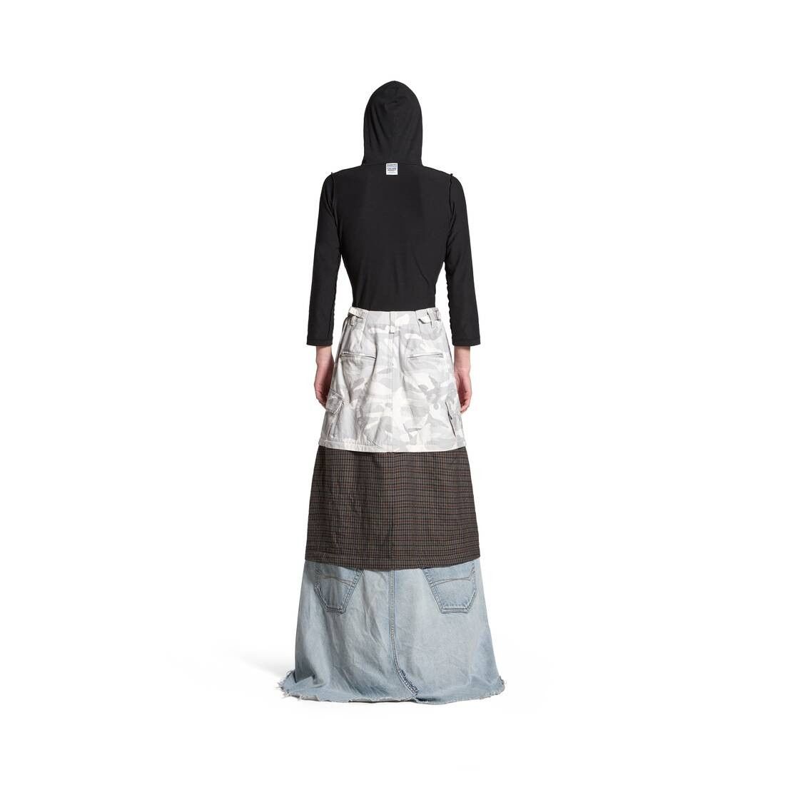 Balenciaga o1tr1nto0825 Grayscale Camo Maxi Layered Cargo Skirt Size 26" / US 2 / IT 38 - 4 Thumbnail