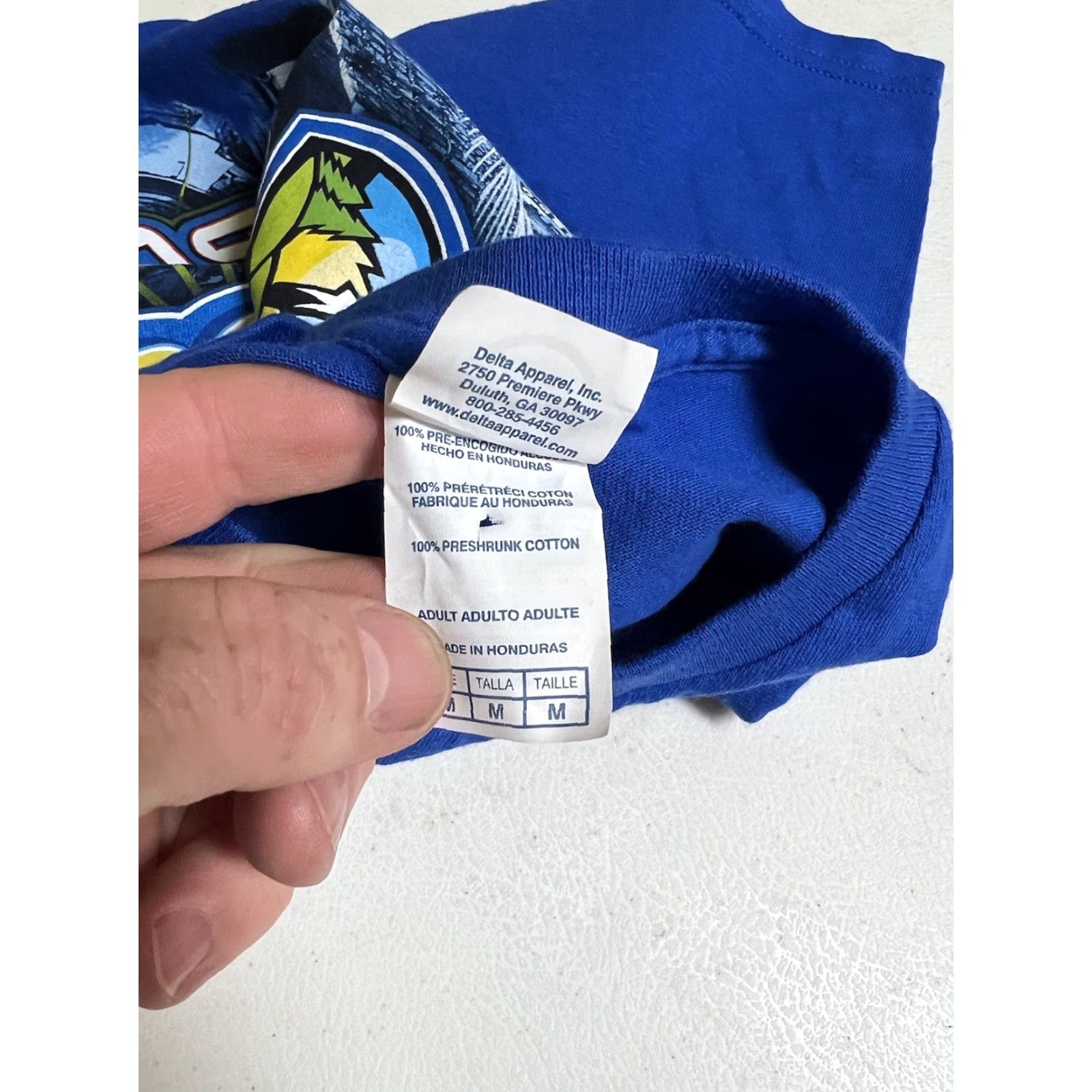 Delta NASCAR T-Shirt Blue Short Sleeve M Men Crew Neon Racing 2014 New Hampshire RV 301 Delta Cotton Size US M / EU 48-50 / 2 - 4 Thumbnail