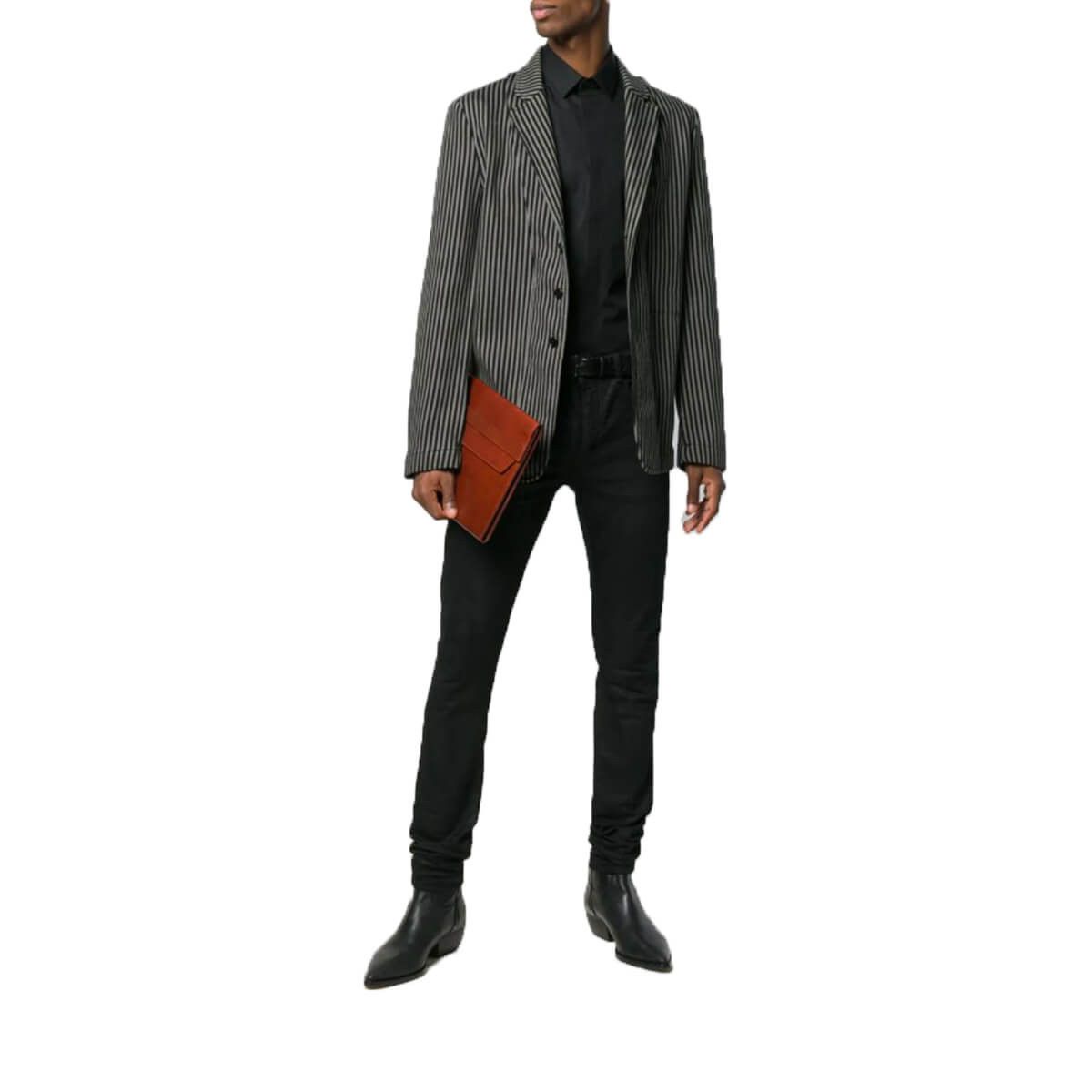 Saint Laurent Paris o1s1wg110625 564269 Shirt in Cotton Poplin in Black Size US M / EU 48-50 / 2 - 2 Thumbnail