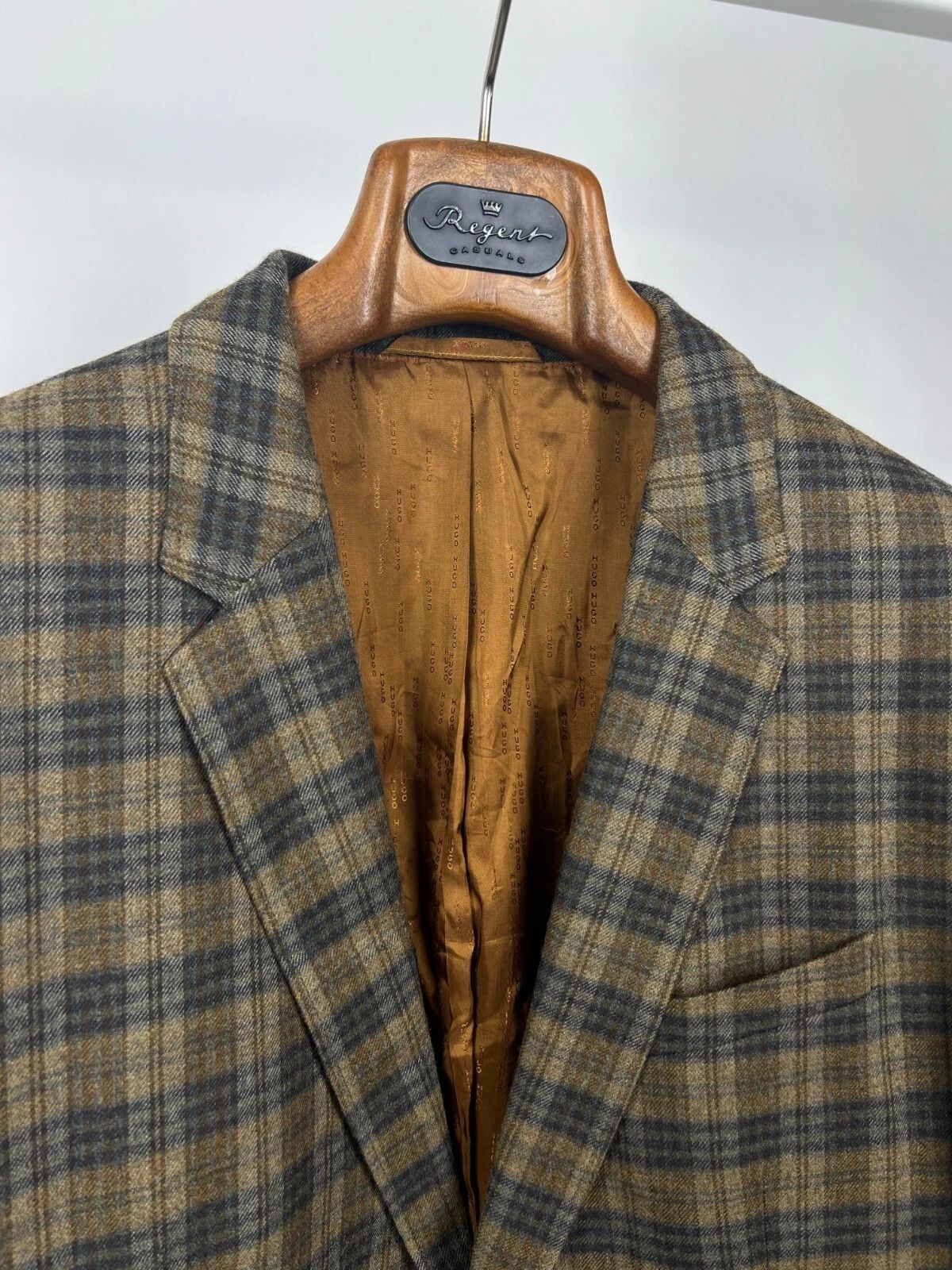 Hugo Boss Hugo Boss Brown Blue Check Wool Two Buttons Blazer Jacket Size 44R - 10 Thumbnail
