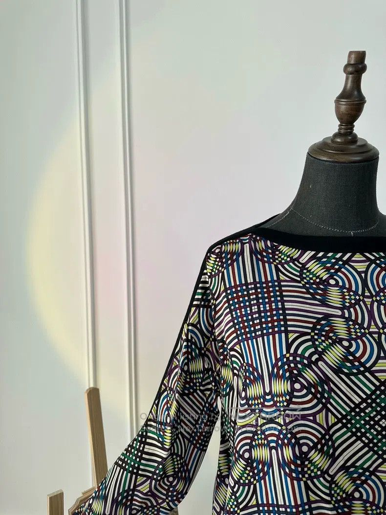 Hermes Hermes Silk Printed Long Sleeve Top, Colorful Size XS / US 0-2 / IT 36-38 - 6 Thumbnail
