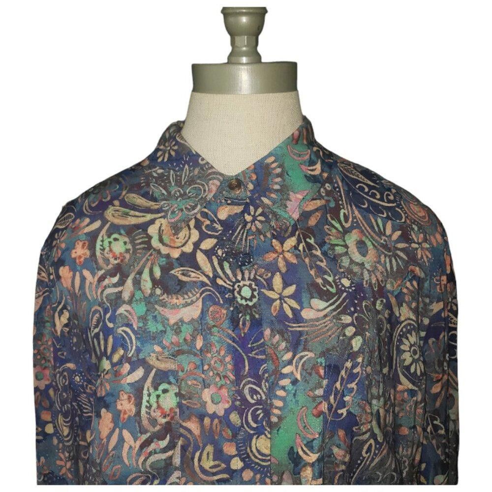 Designer CT906 Peruvian Connection Ladies Long Sleeve Floral Shirt L Size L / US 10 / IT 46 - 2 Thumbnail