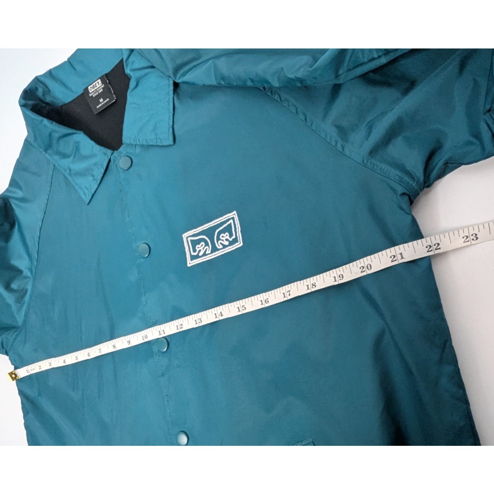 Obey OBEY Windbreaker Teal Jacket M Logo Front Snap Nylon Coat Streetwear Mens Jacket Size US M / EU 48-50 / 2 - 6 Thumbnail