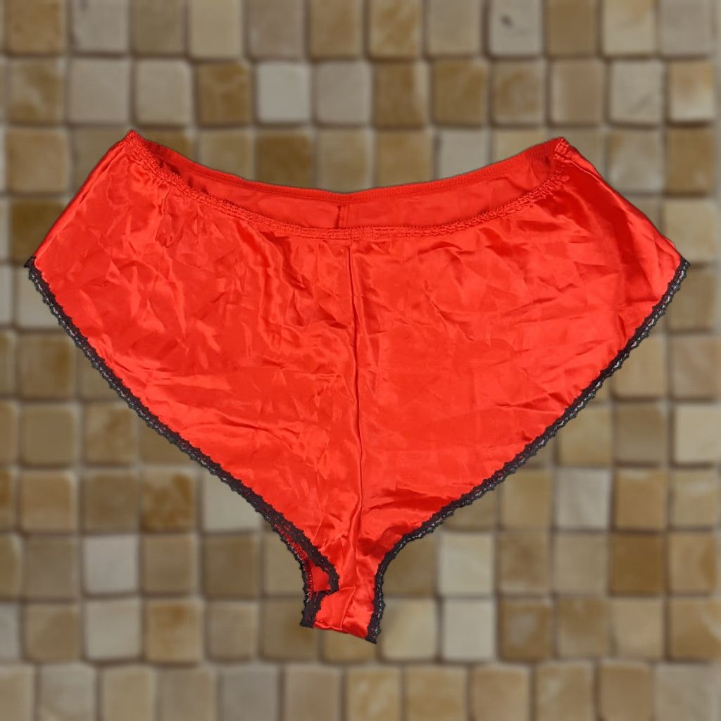 Vintage VINTAGE Red Satin Black Lace High Waisted Panties Women's XL 80s Intimates Size 40" / US 18 - 1 Thumbnail