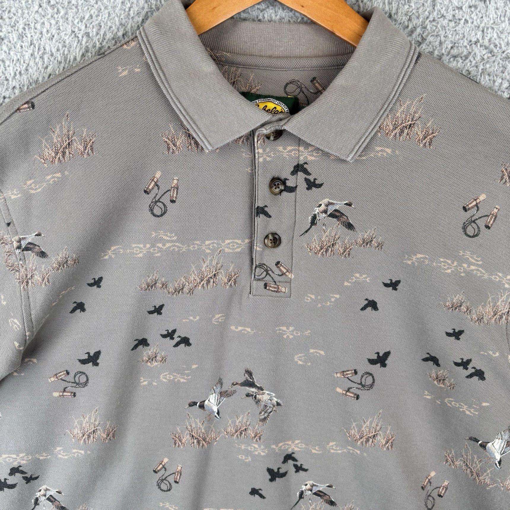 Vintage Cabela's Polo Shirt Mens Large Duck Hunter Graphic Print AOP Brown Short Sleeve Collared Shirt Mens Regular Fit HUNTING Clothing Size US L / EU 52-54 / 3 - 2 Thumbnail