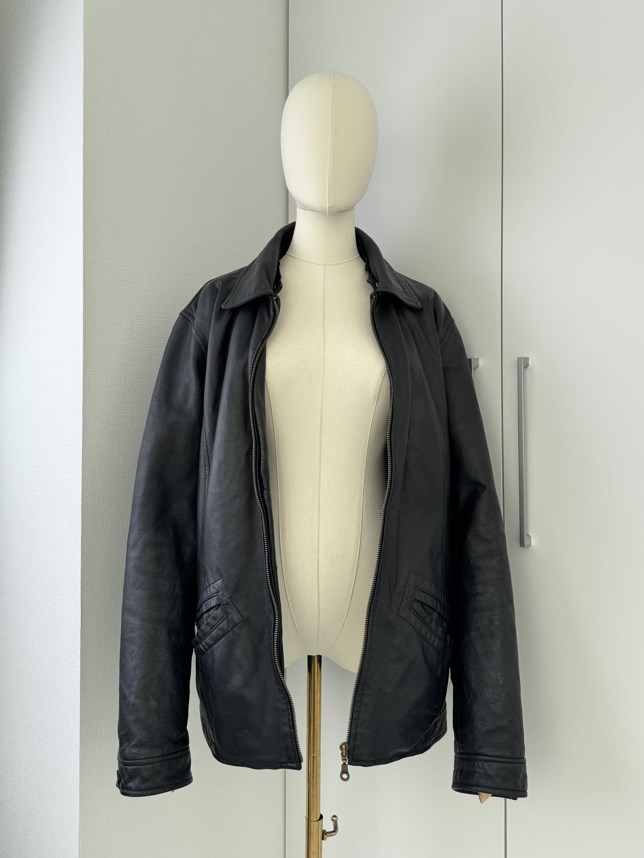 Japanese Brand Y2K Black Leather Jacket Mens Zip Up Classic Minimal Coat Size US M / EU 48-50 / 2 - 3 Thumbnail