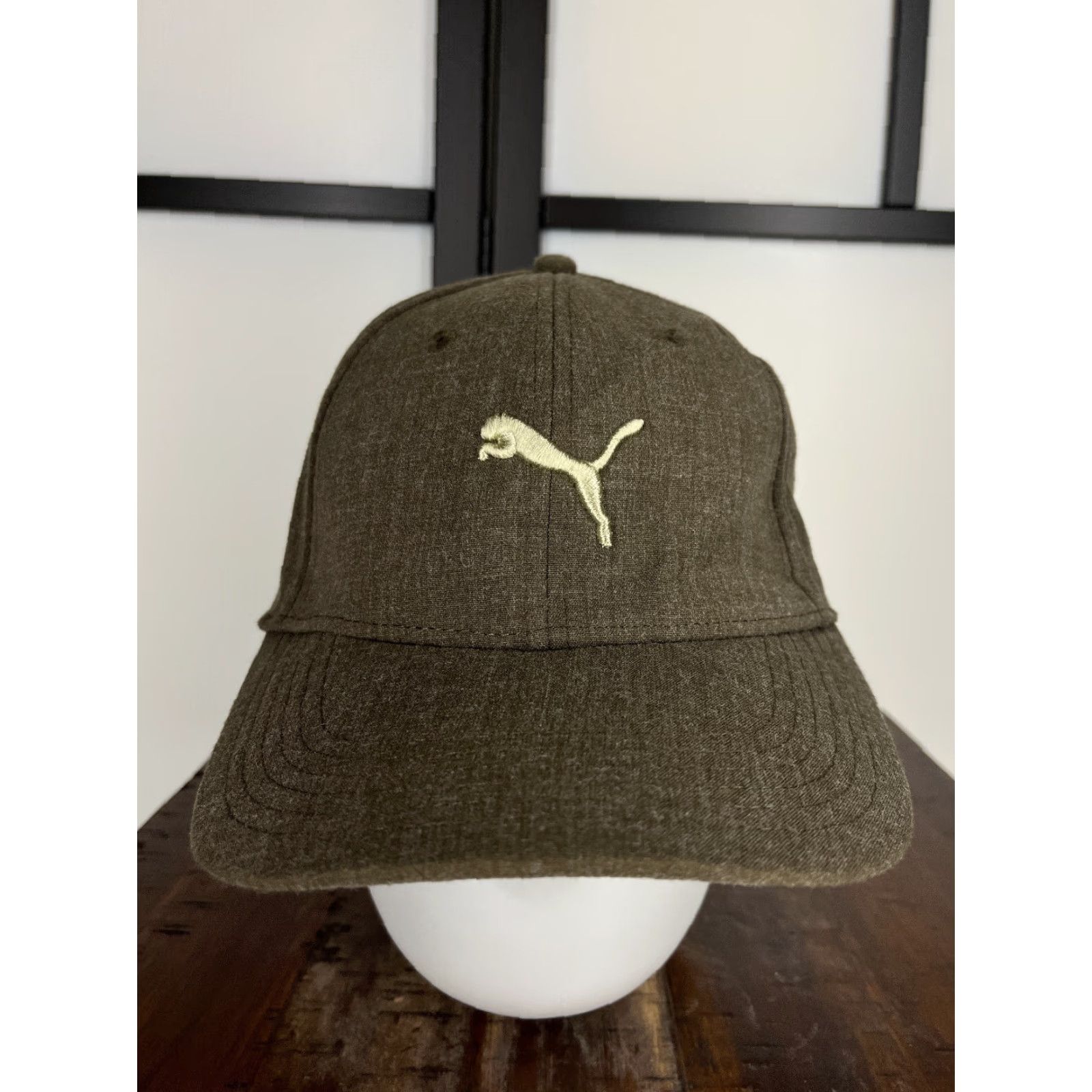 Puma PUMA Hat Cap Fitted Adult One Size Gray Brown Polyester Viscose Blend Stretch Hat/Cap Mens Golf Hat Gray PUMA Logo 90s Outdoor Sports Size ONE SIZE - 2 Thumbnail
