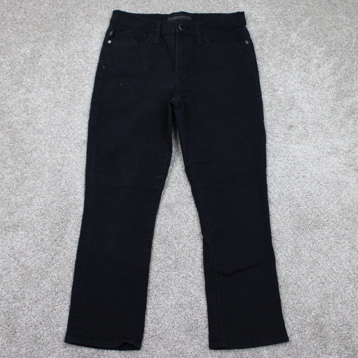 Vintage Rock & Republic Kendall Jeans Womens 6 Black Cropped Capri Stretch 24" inseam Size 28" / US 6 / IT 42 - 2 Thumbnail