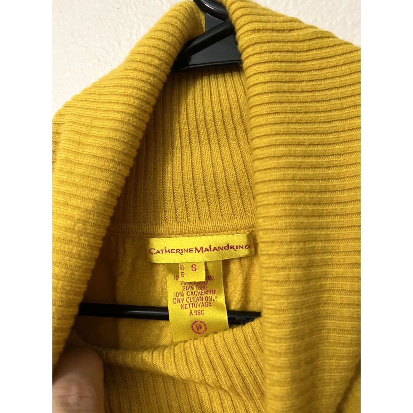 Vintage VINTAGE Catherine Malandrino Women's Sweater Turtleneck Pullover Long Sleeve Cashmere Wool Silk S Yellow Thinker Size S / US 4 / IT 40 - 2 Thumbnail