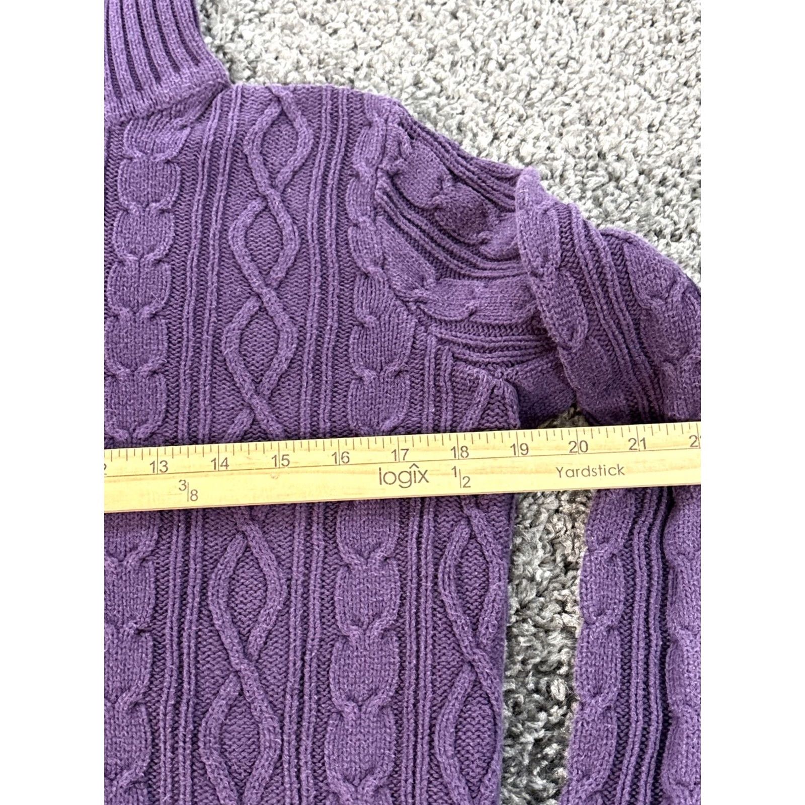 Vintage Vintage Pria Turtleneck Sweater Womens Medium Purple Chunky Cable Knit 90s Size M / US 6-8 / IT 42-44 - 3 Thumbnail