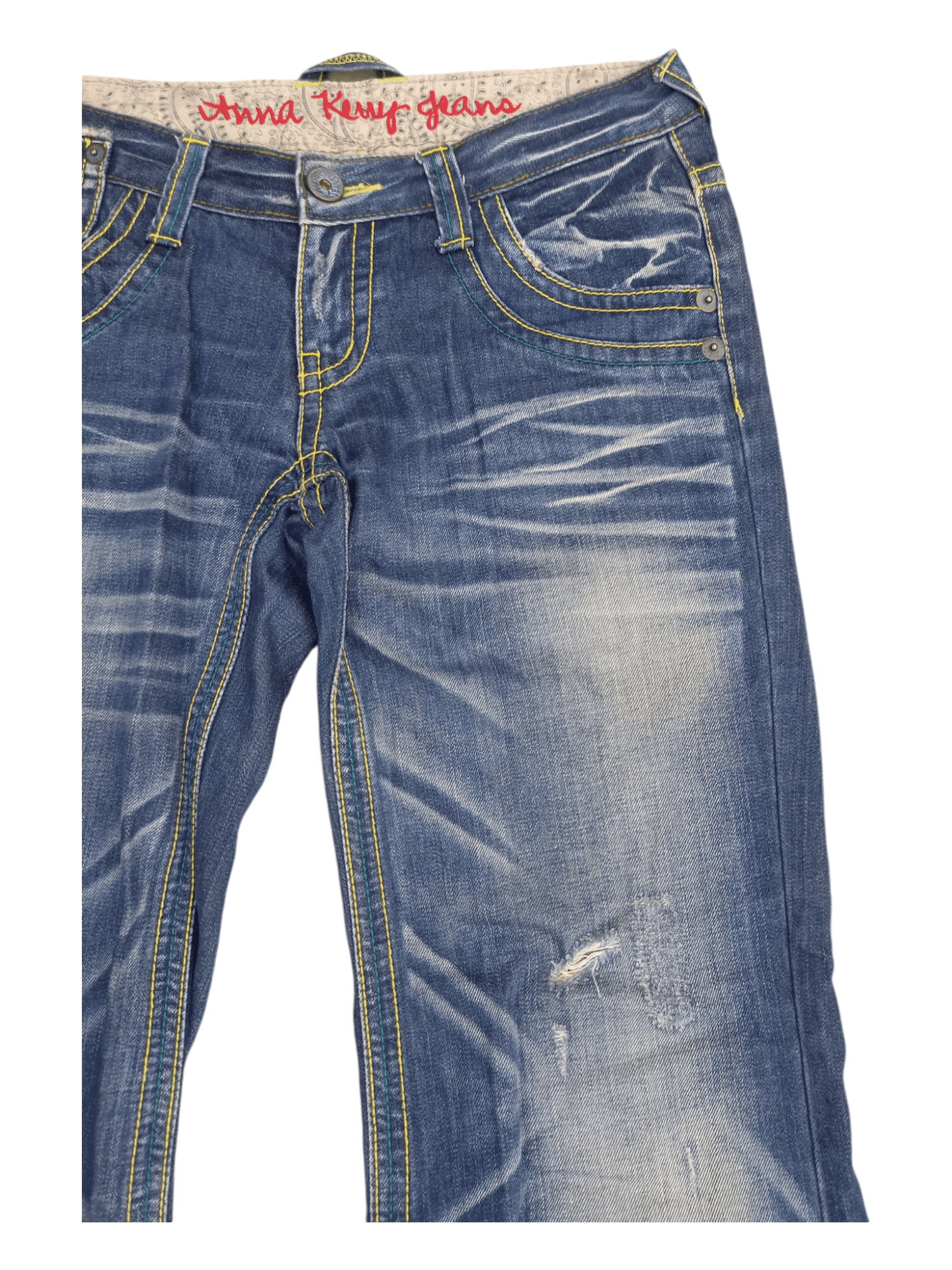 Japanese Brand Anna Kerry Low Rise Mud Max Super Flare Jeans Size US 27 - 7 Thumbnail