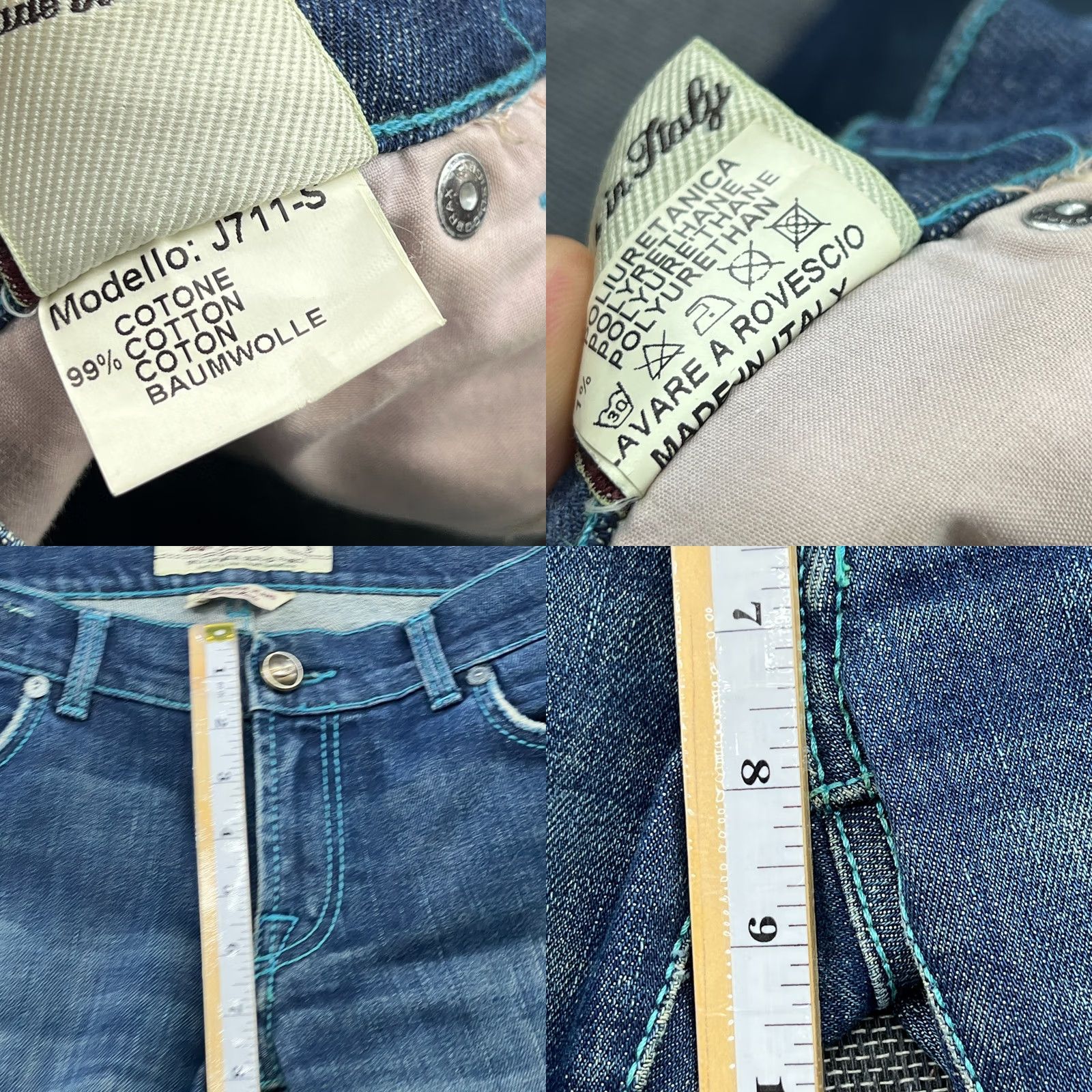 Jacob Cohen Jacob Cohen J711-S Jeans Womens W32 L29 Blue Denim Slim Fit Straight Mid Rise Size 24" / US 00 / IT 34 - 8 Thumbnail